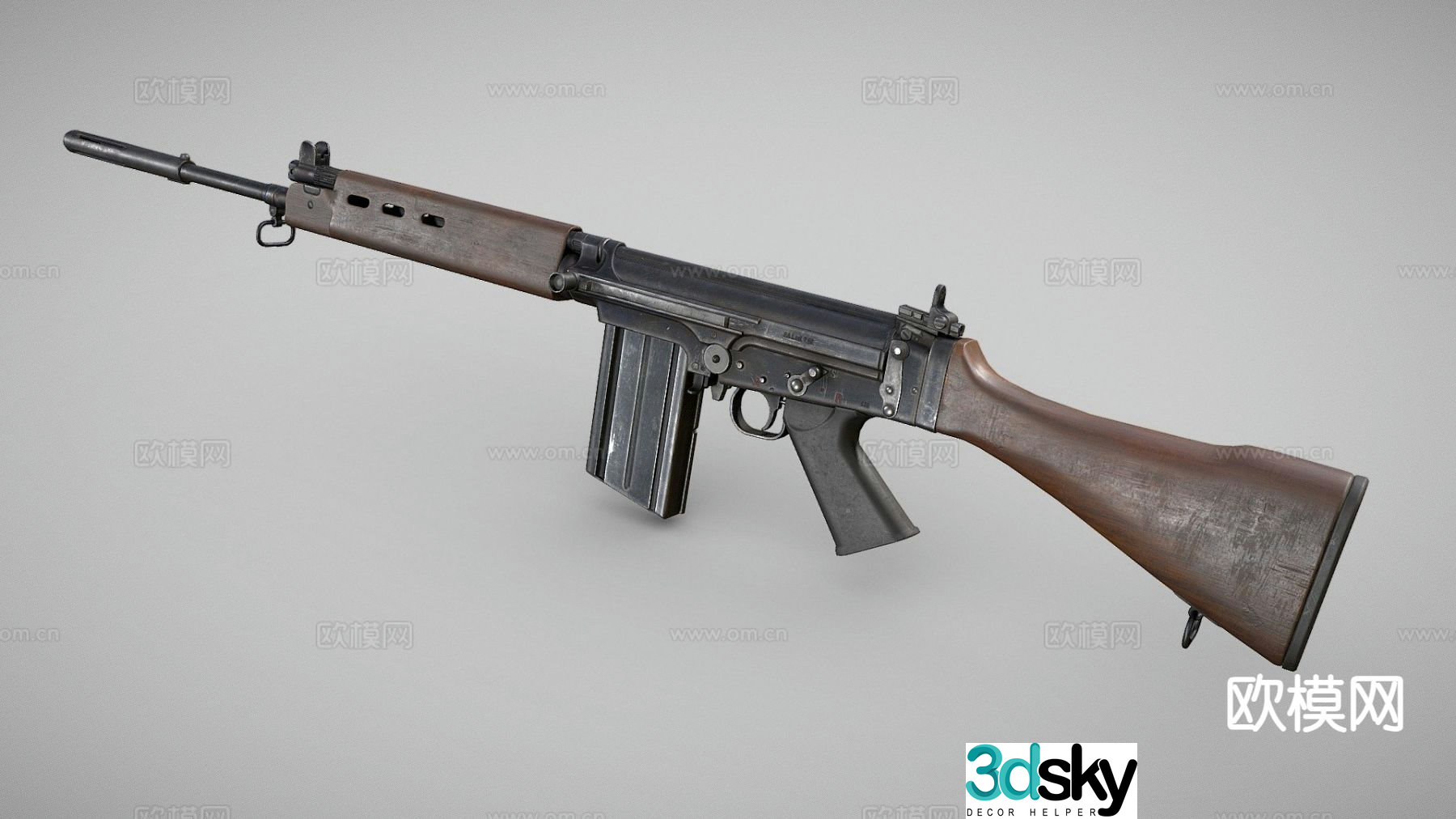 Folding automatic rifle 3d model