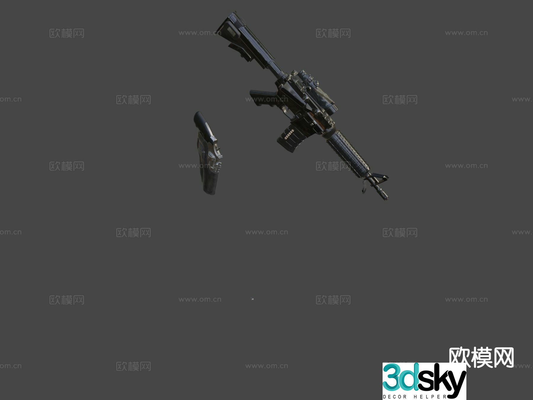 Commando pistol rifle 3d model