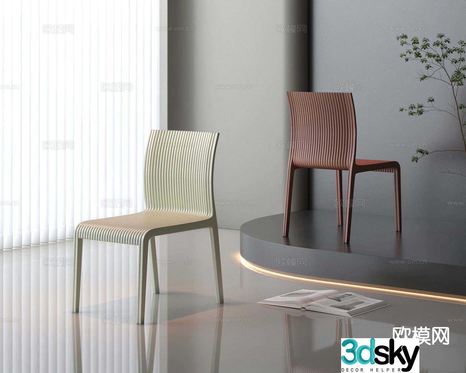 Simple chair dining chair 3d model