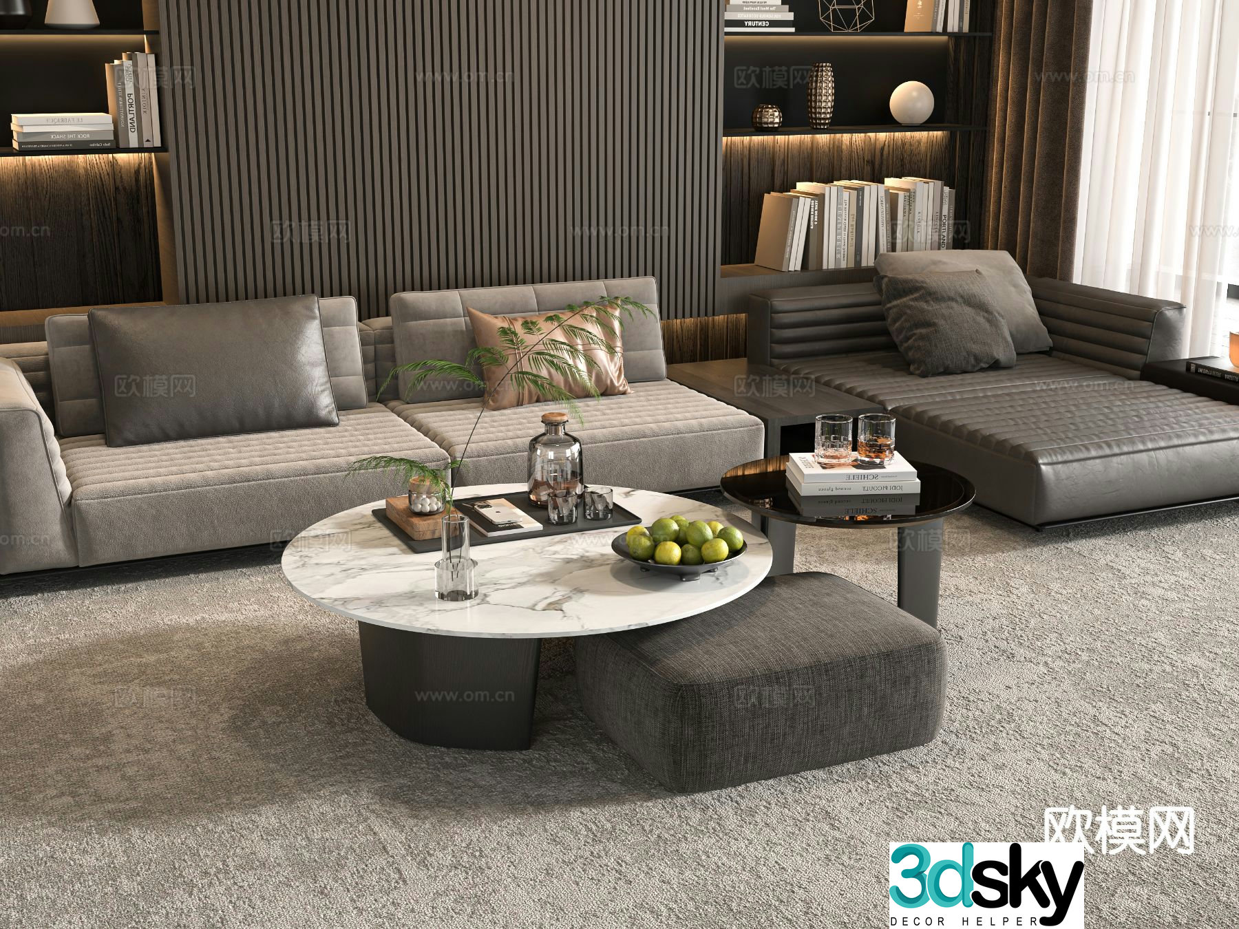 Modern double coffee table 3d model