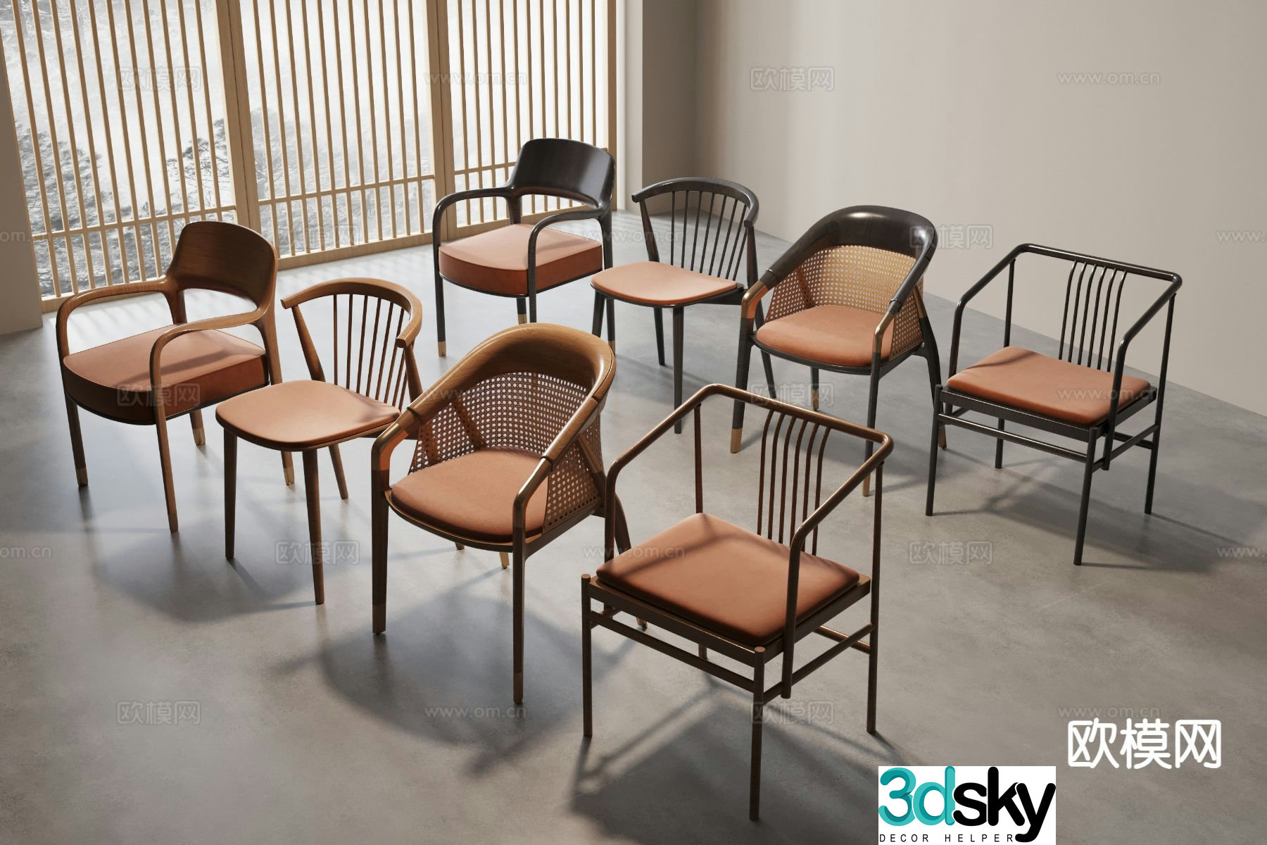 New Chinese style chair armchair 3d model