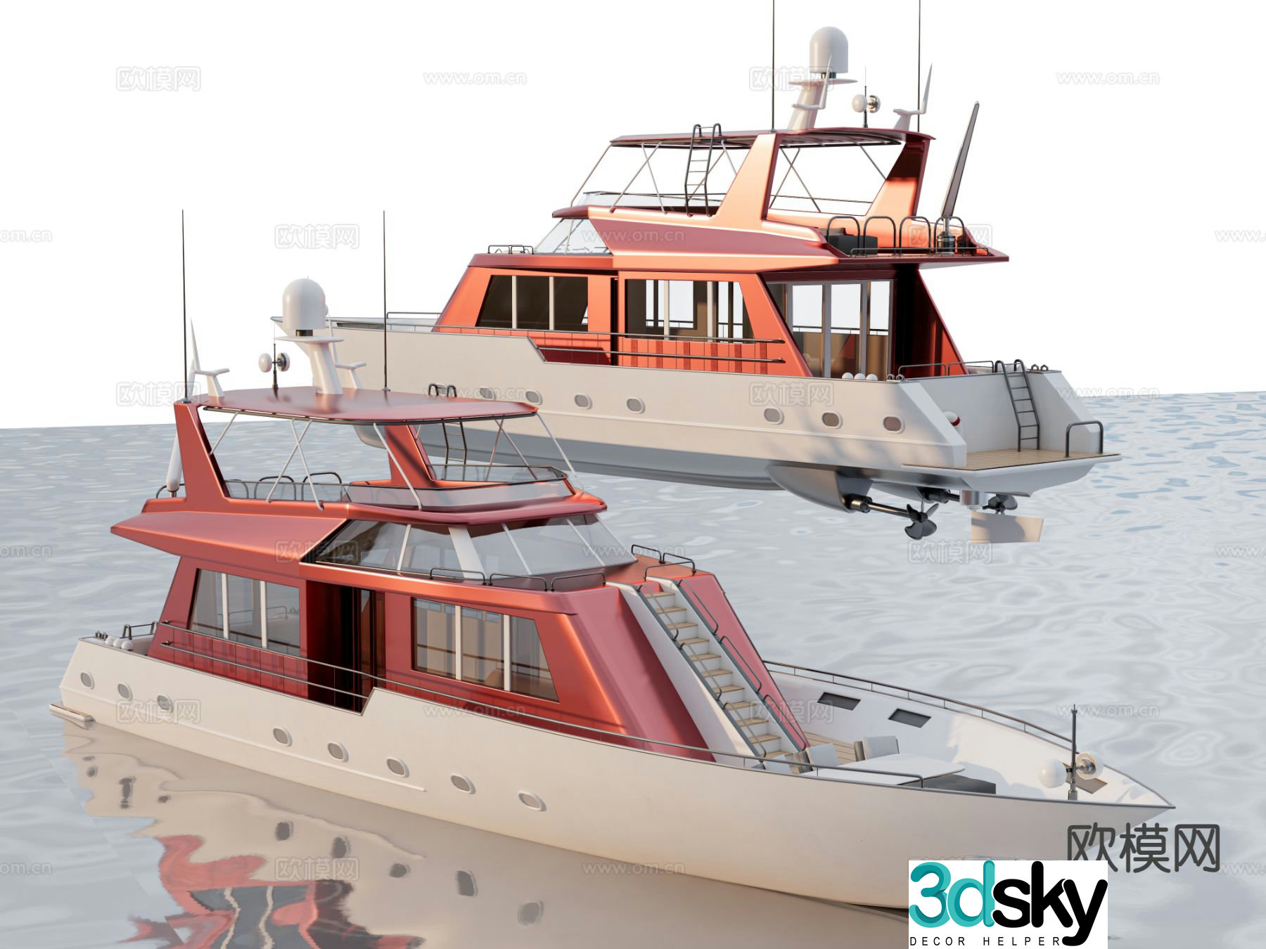 Modern speedboat lifeboat 3d model
