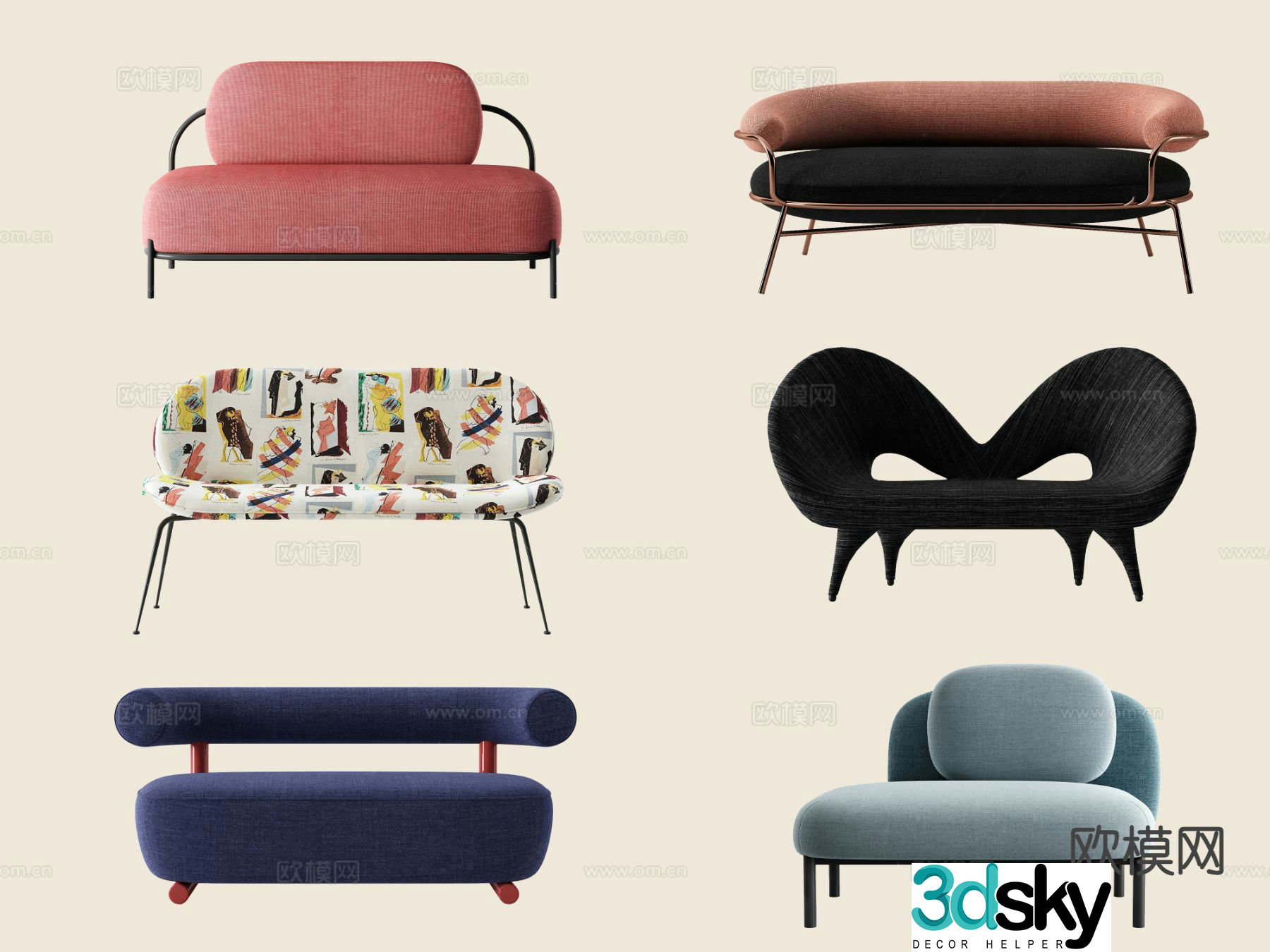 Modern love sofa 3d model