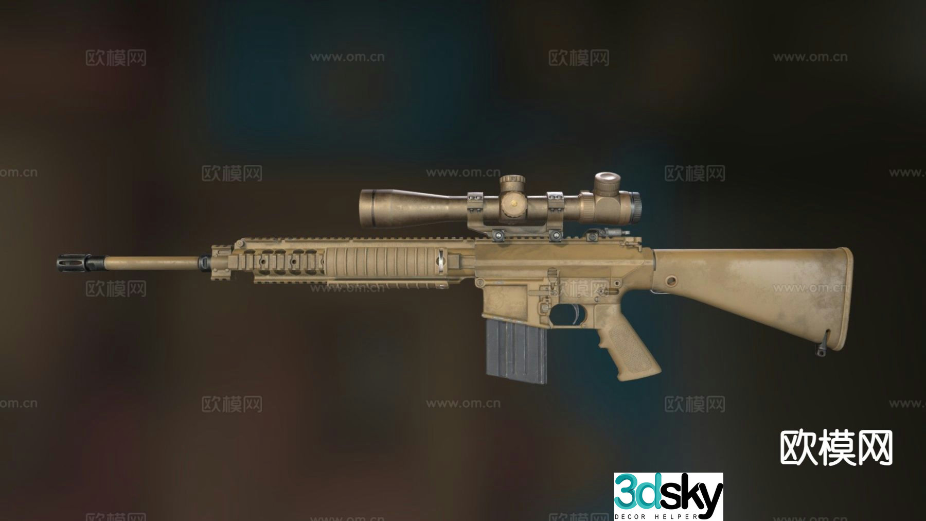 Semi-automatic sniper rifle 3d model