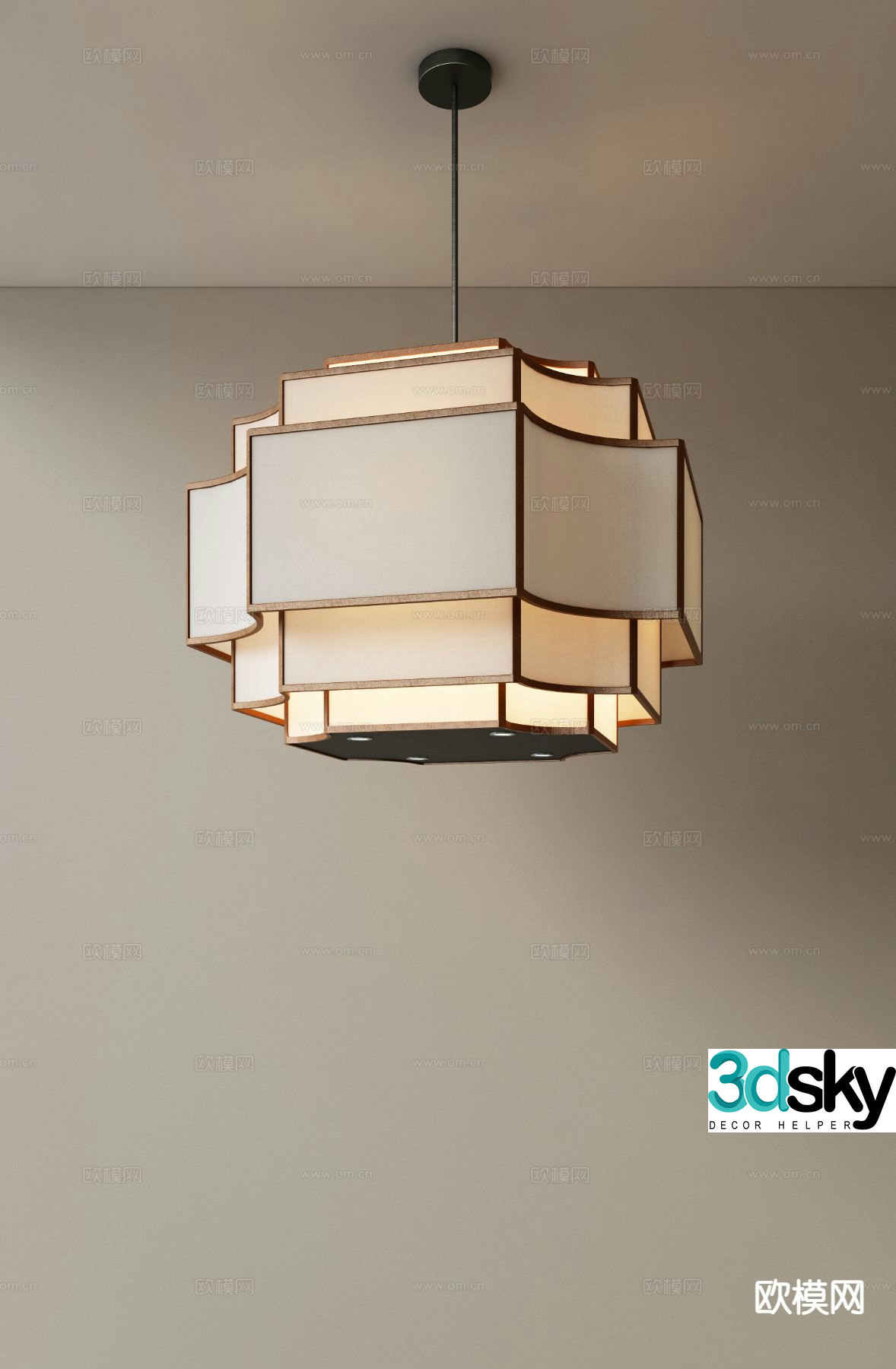 New Chinese style chandelier hall chandelier 3d model