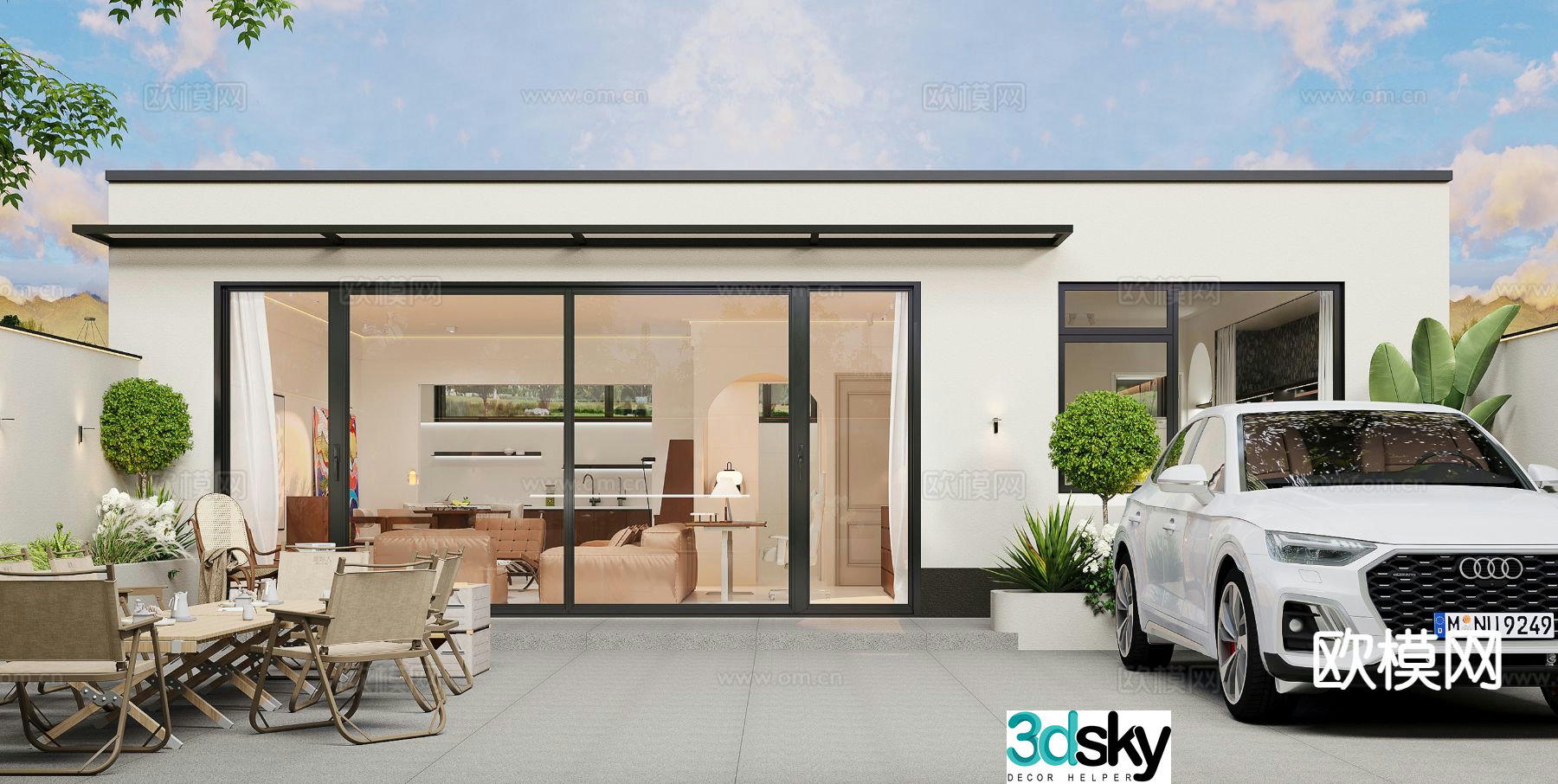 Modern courtyard landscape 3d model