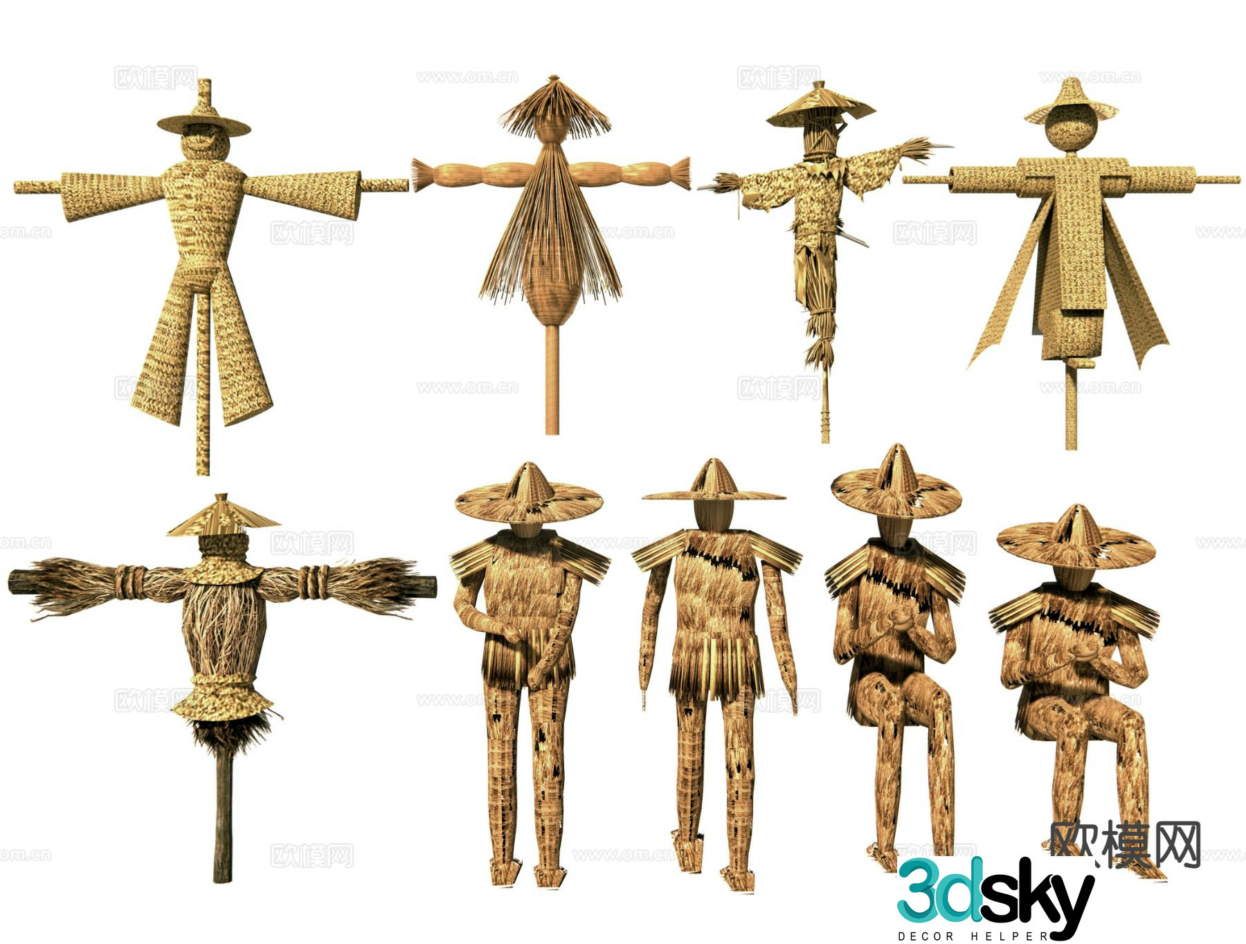 Modern scarecrow sculpture sketch 3d model