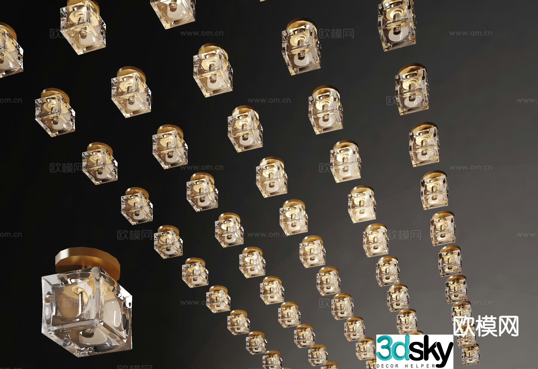 3D model of glass ceiling lamp