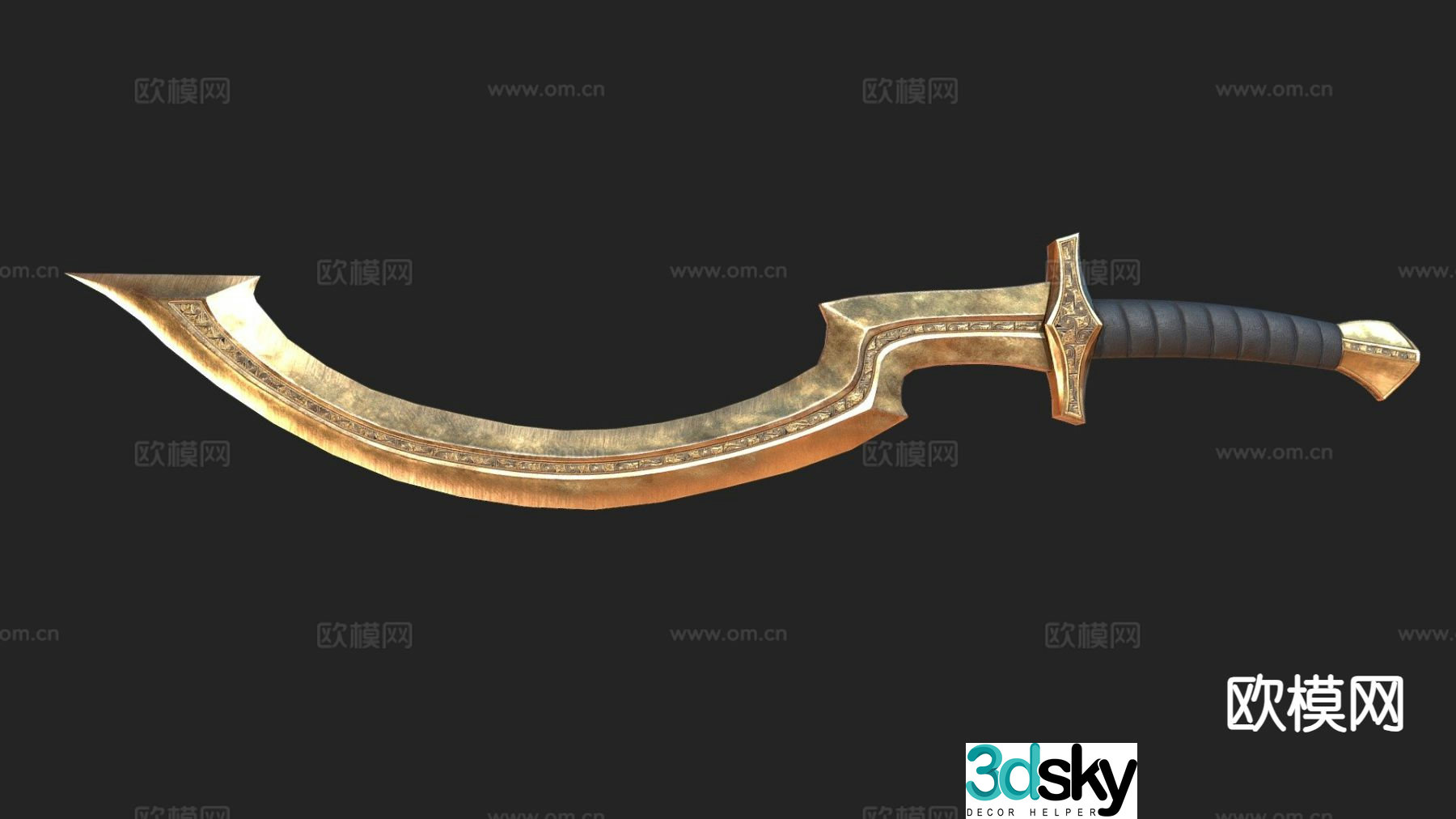 Egyptian crescent knife bronze knife 3d model