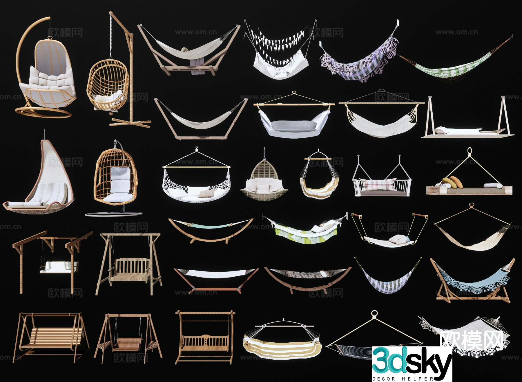 Modern hanging chair swing chair cradle chair 3d model