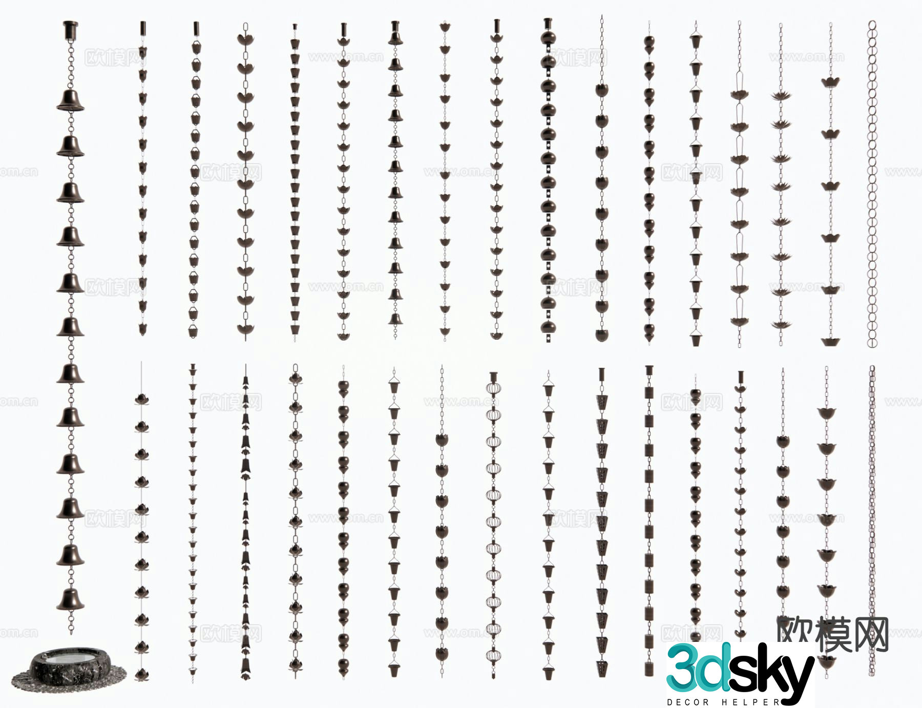 New Chinese style rain chain dripping chain dripping chain 3D model