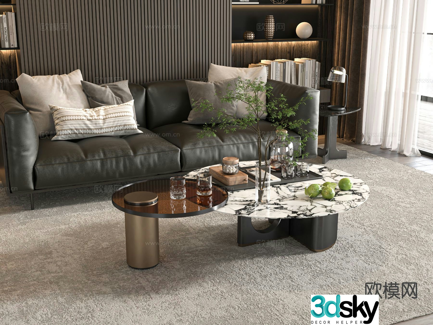 Modern coffee table round coffee table 3d model