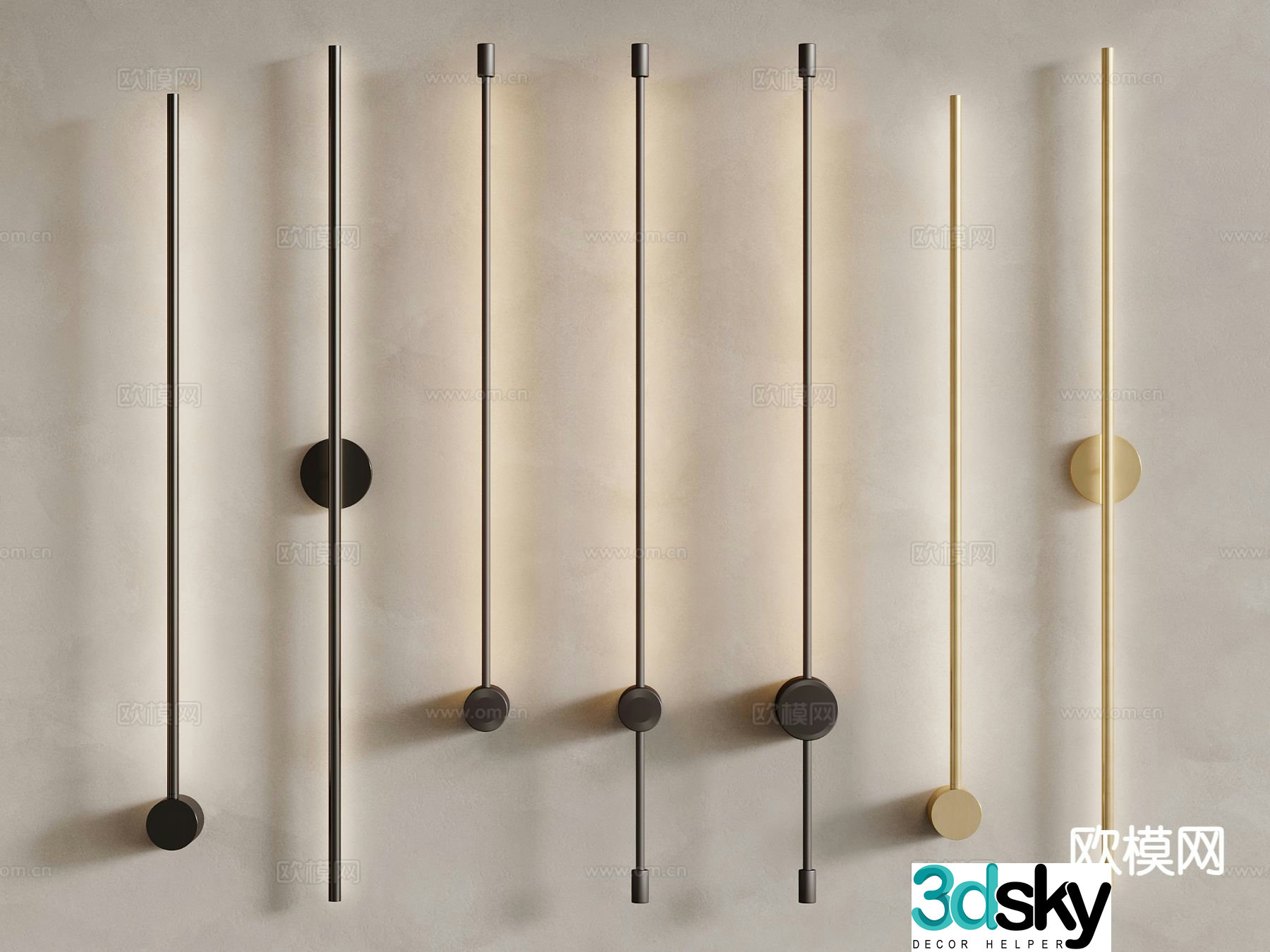 Minimalist wall lamp long wall lamp 3d model