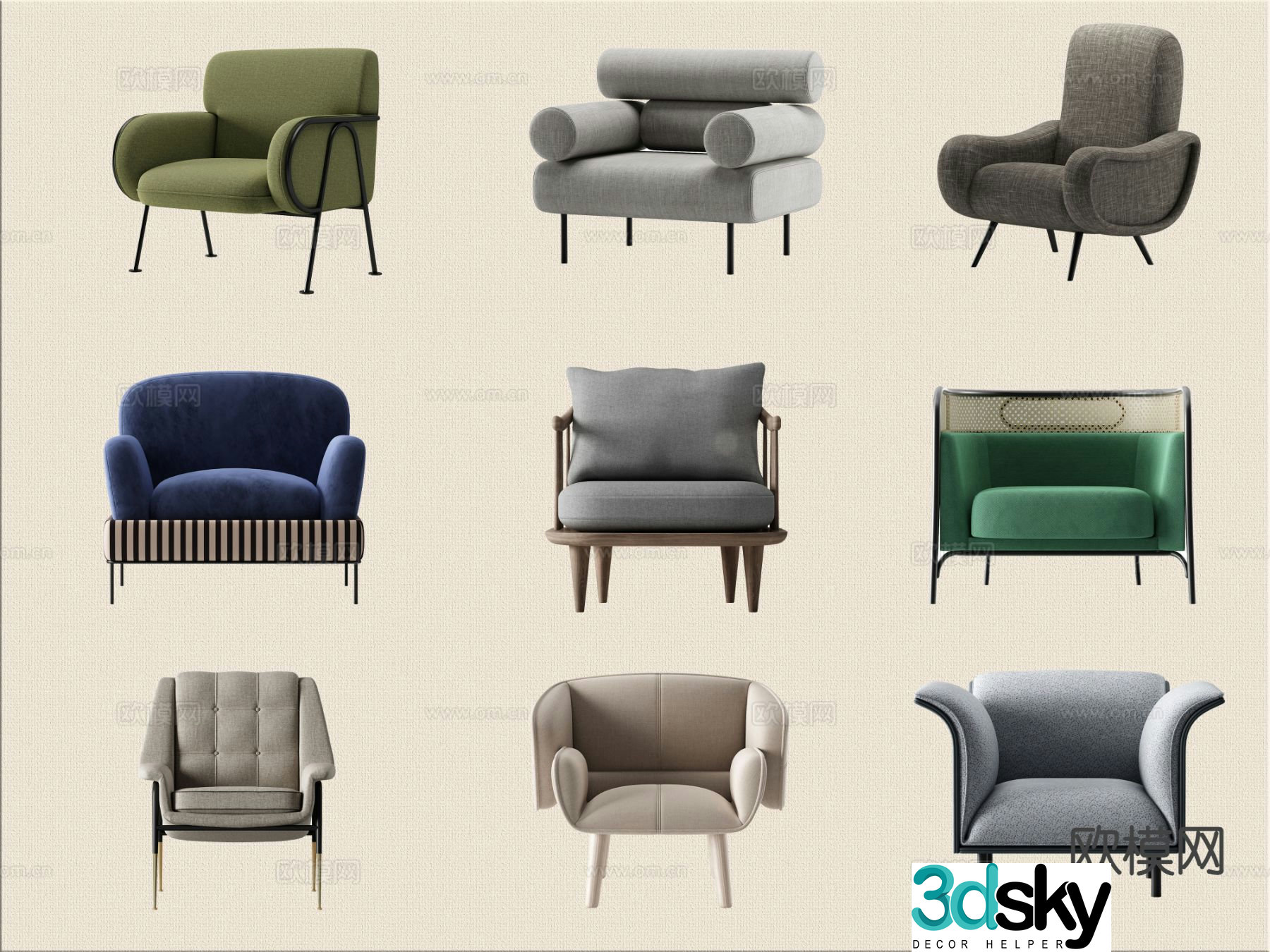 Modern single sofa 3d model