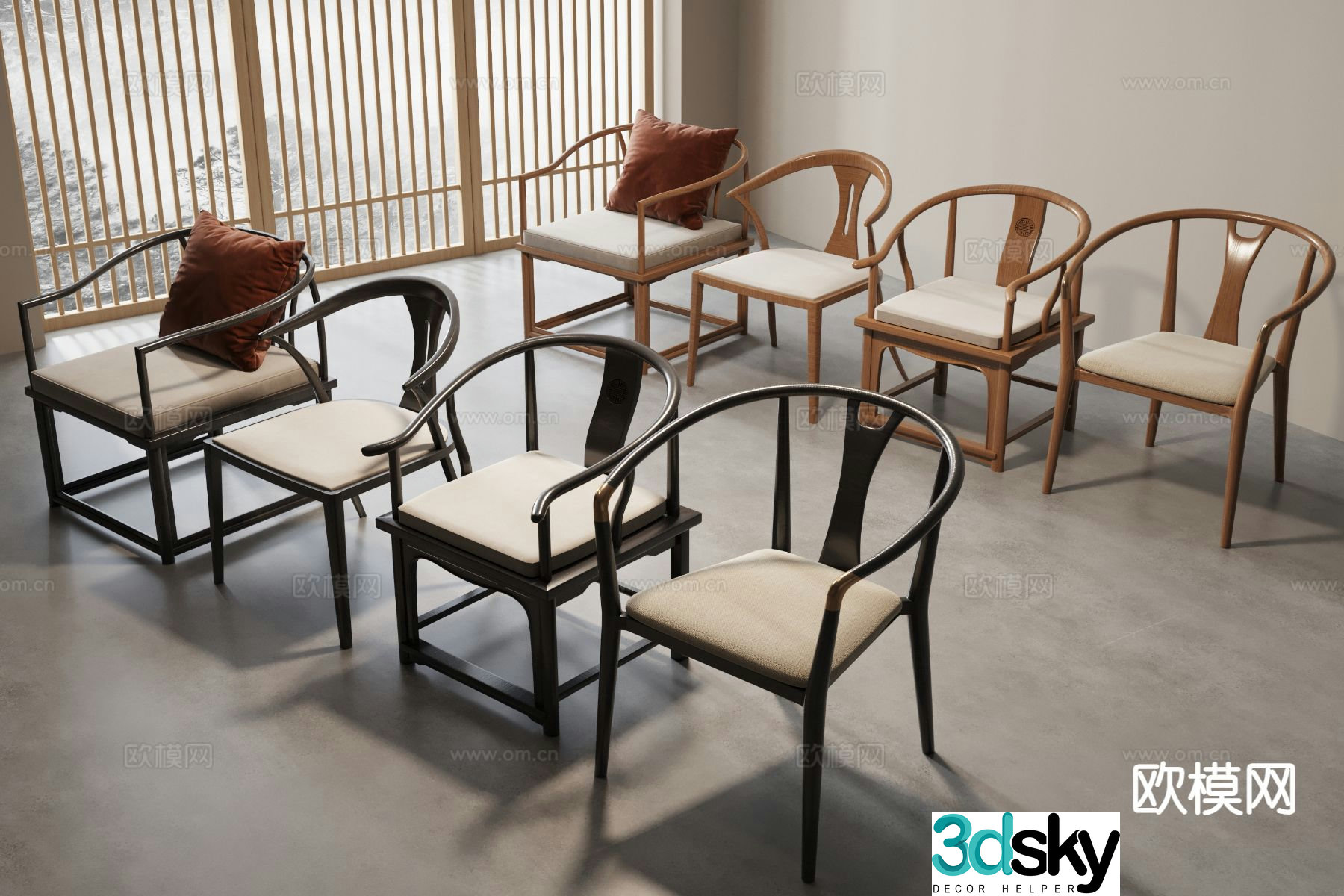 New Chinese style chair armchair 3d model