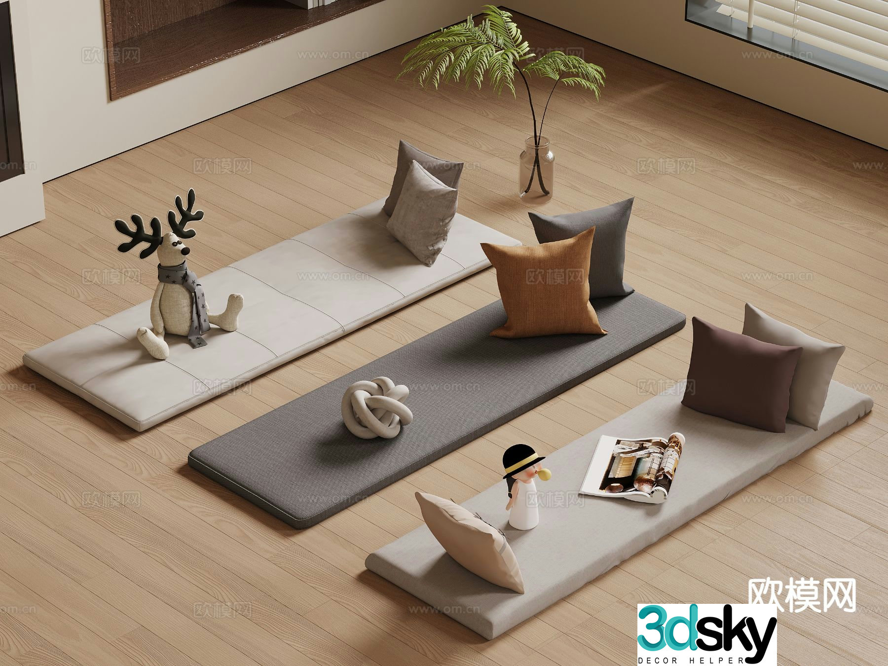 Modern cushion bay window cushion cushion 3d model