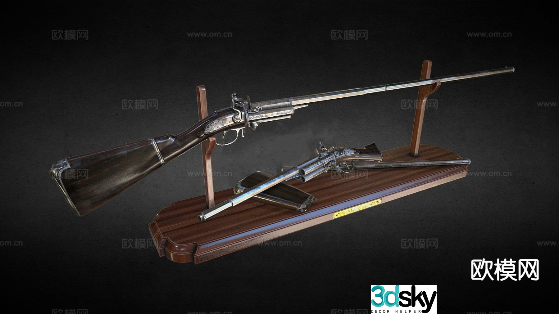 flintlock revolver 3d model