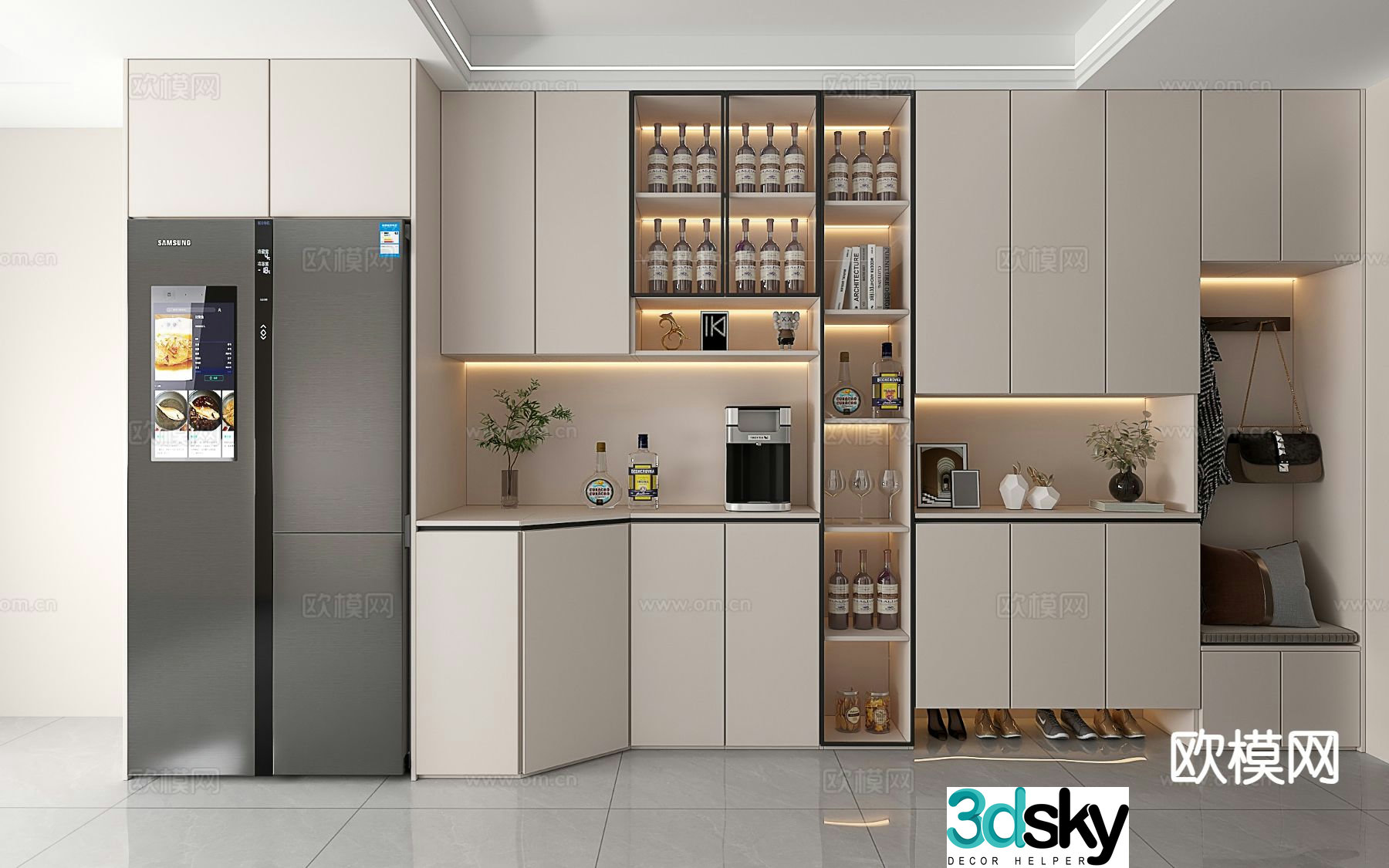 Modern sideboard wine cabinet 3d model