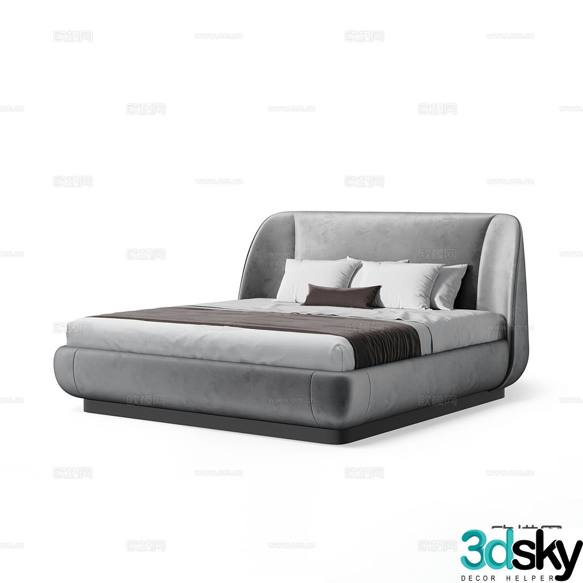 Modern double bed 3d model