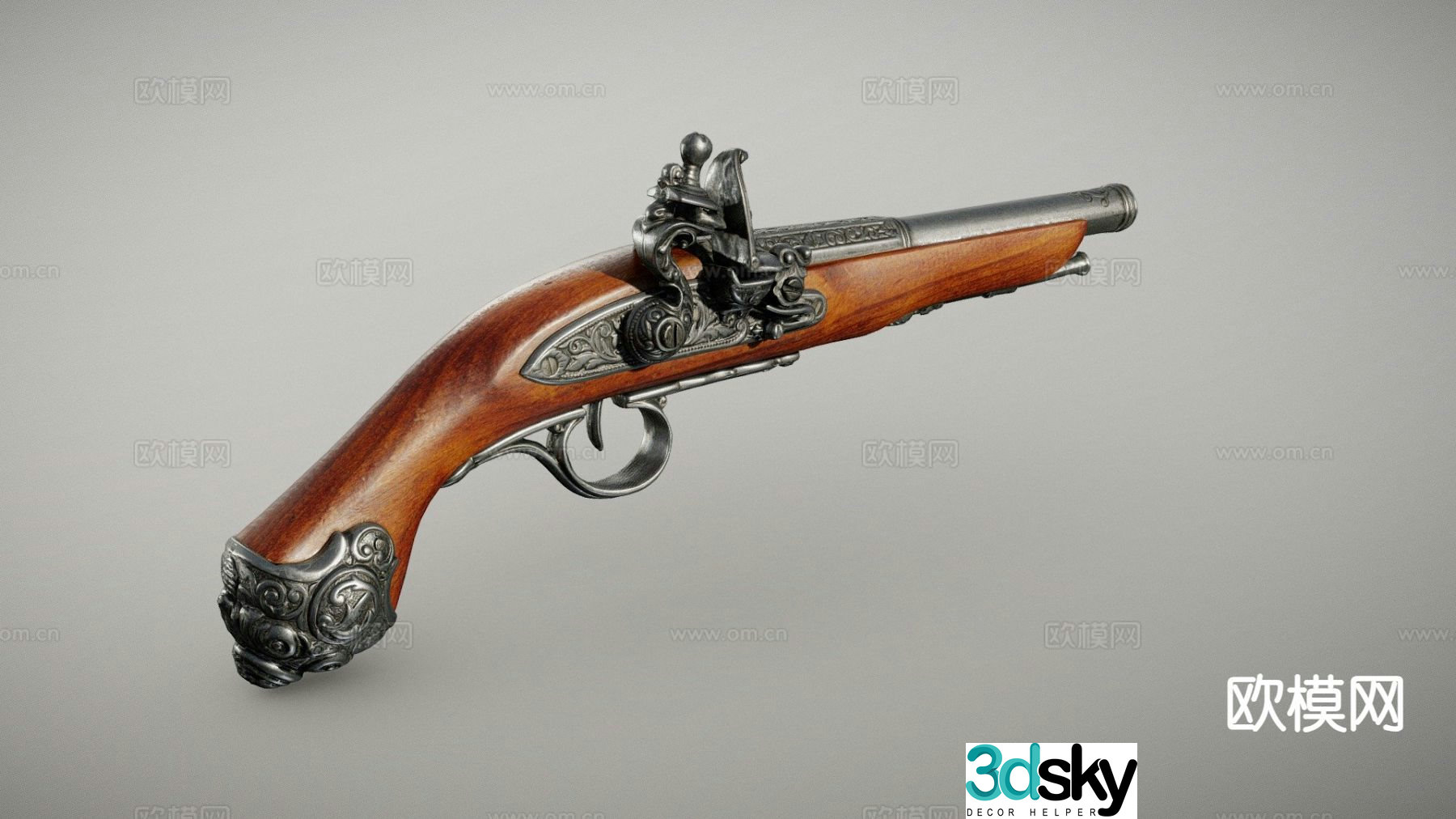 flintlock pistol 3d model