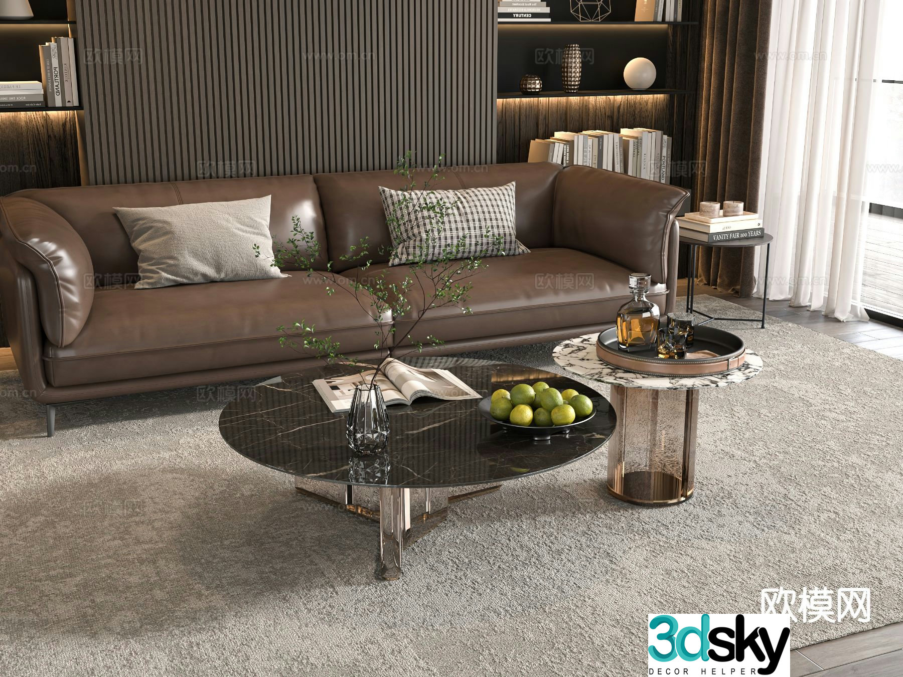 Modern coffee table round coffee table 3d model