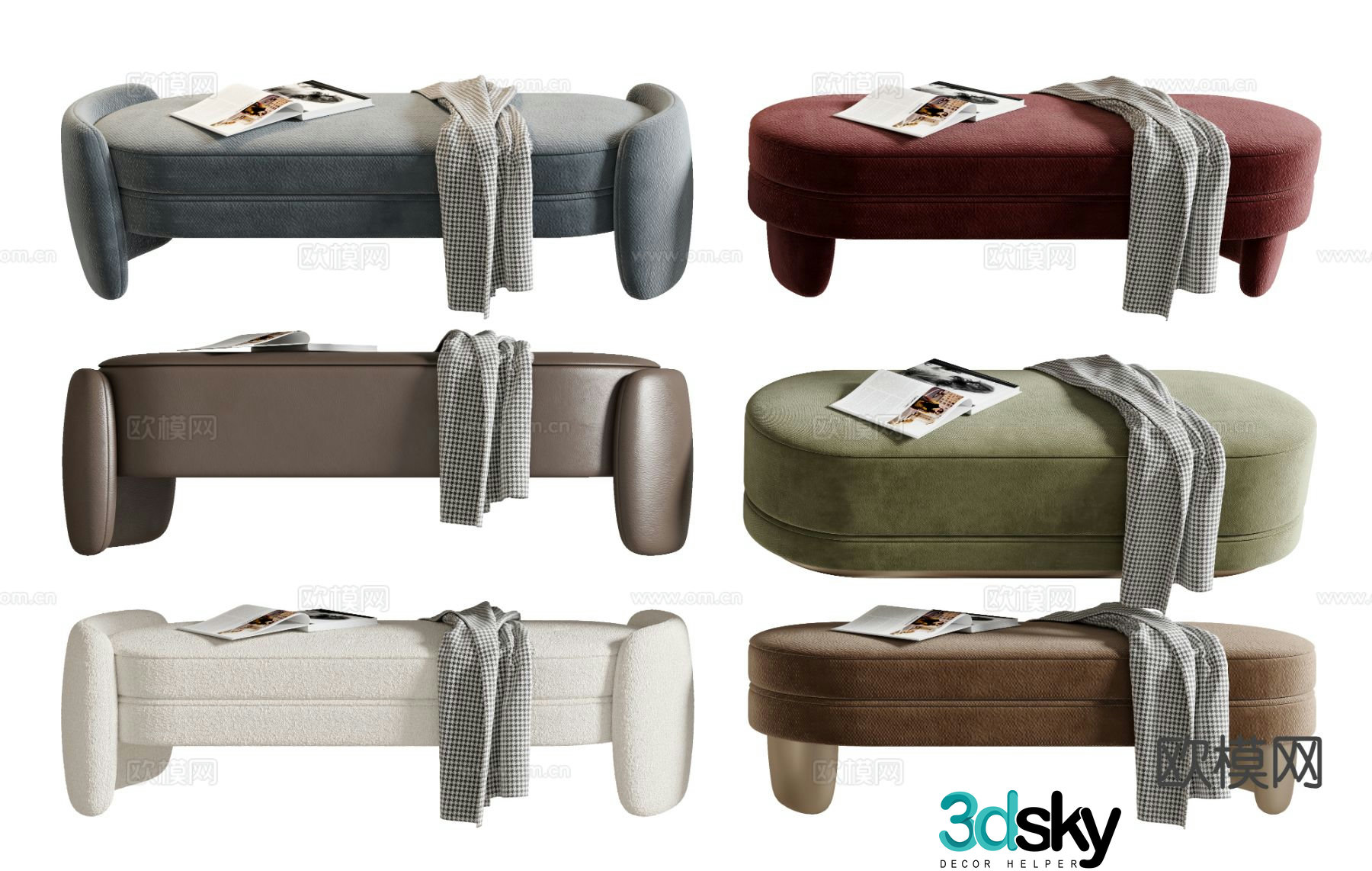 Modern sofa stool stool bed end stool 3d model
