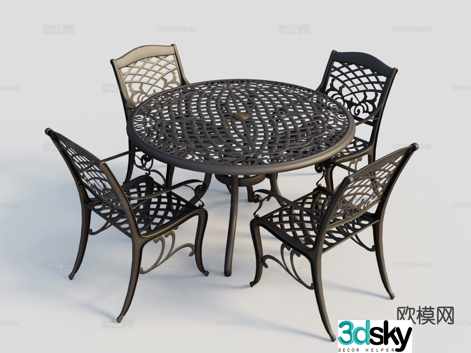 Modern outdoor table and chairs 3d model
