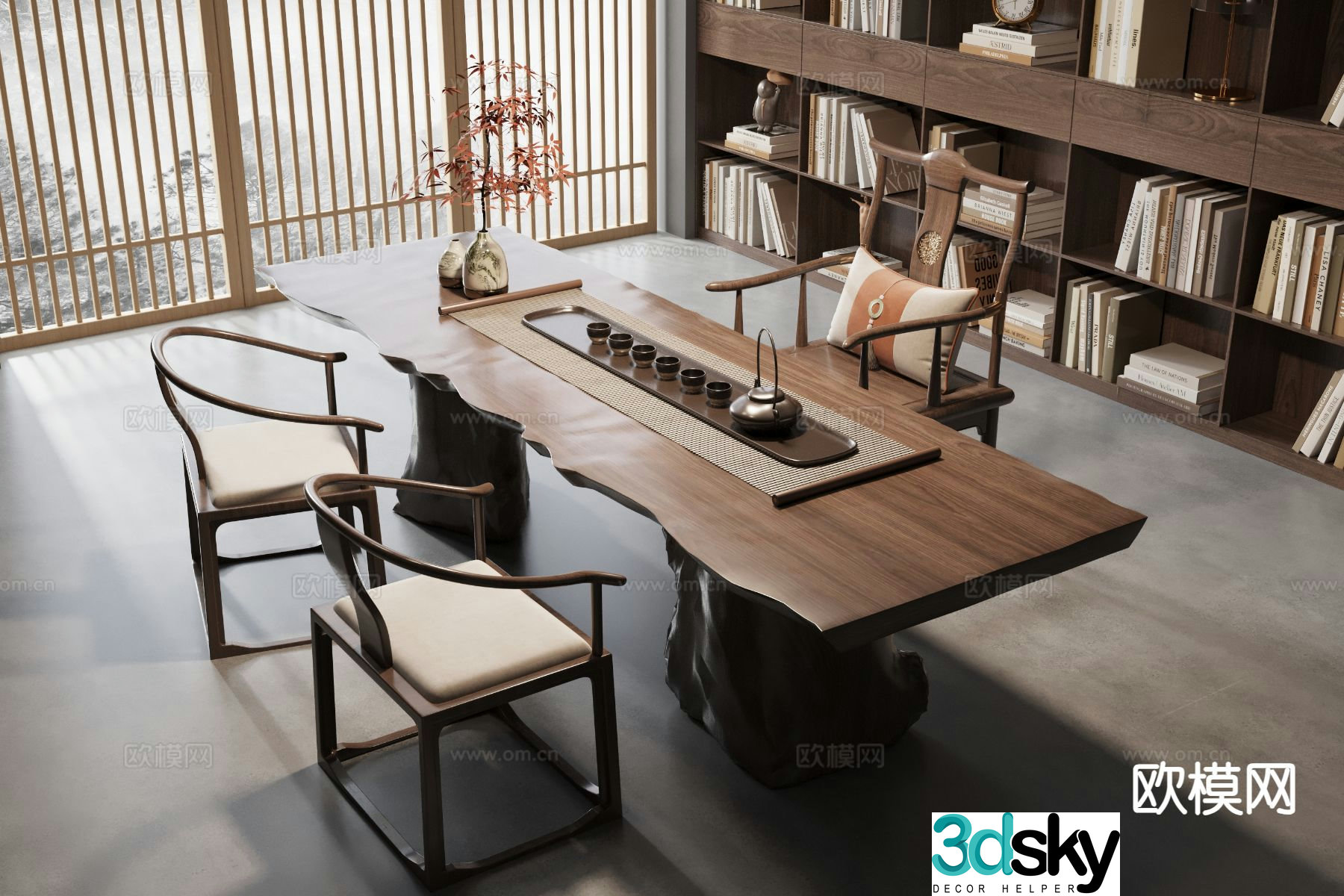 New Chinese style tea table tea table 3d model