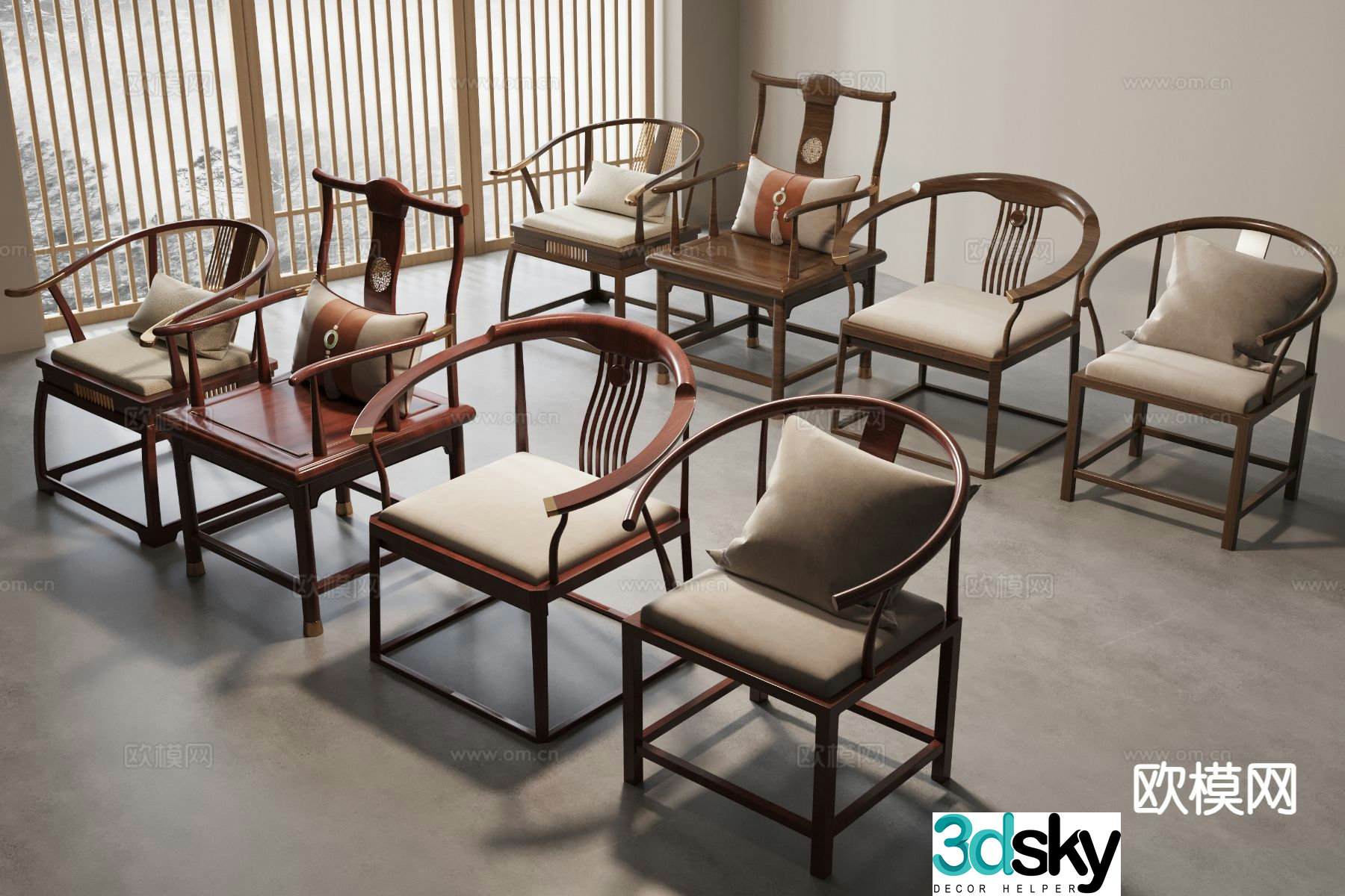 New Chinese style chair armchair 3d model