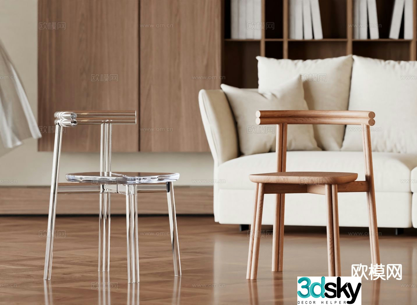 Transparent chair dining chair 3d model