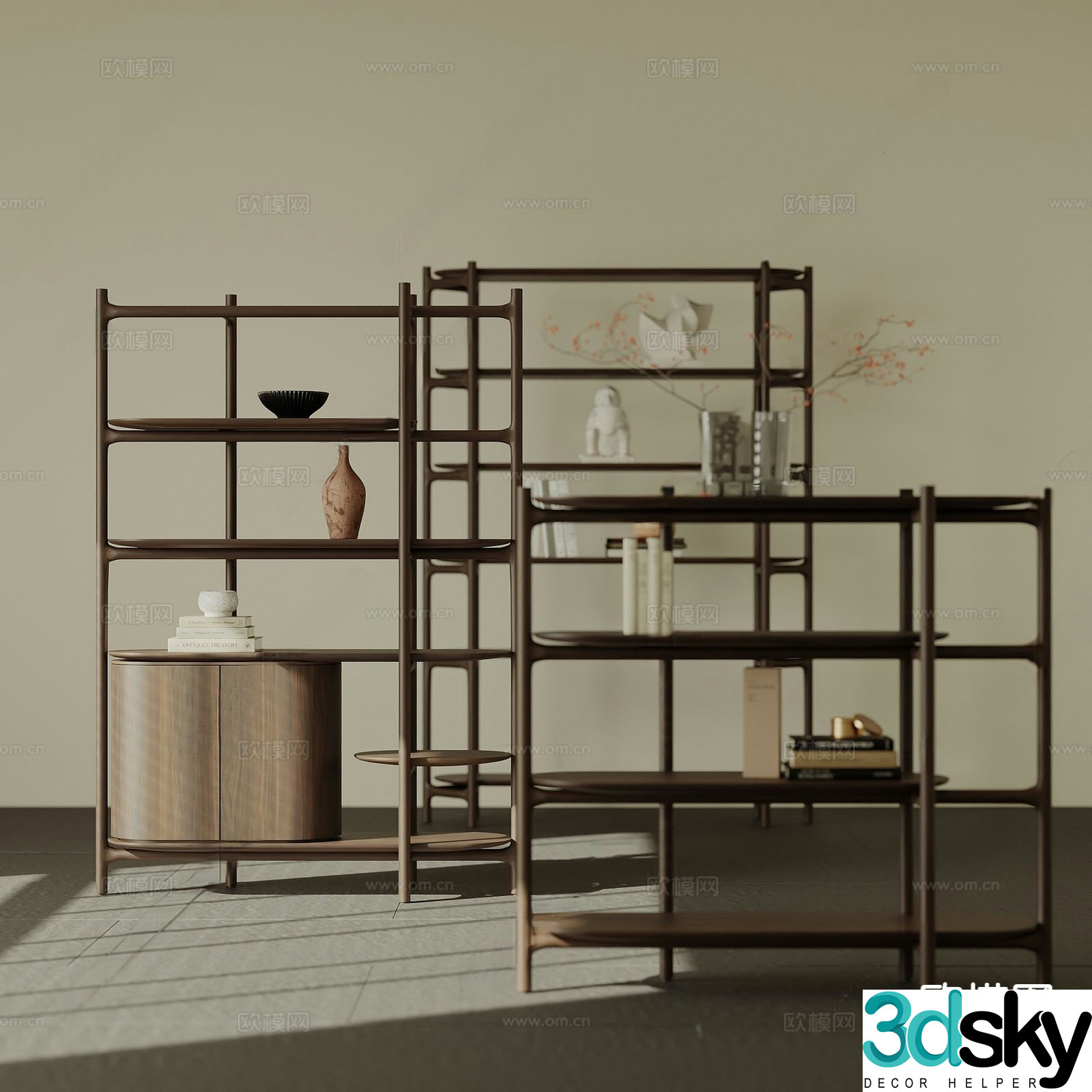 New Chinese-style tea cabinet Bogu shelf 3D model