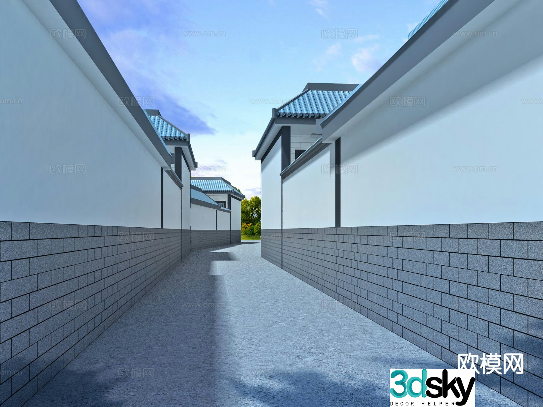 New Chinese style rural alley landscape 3D model