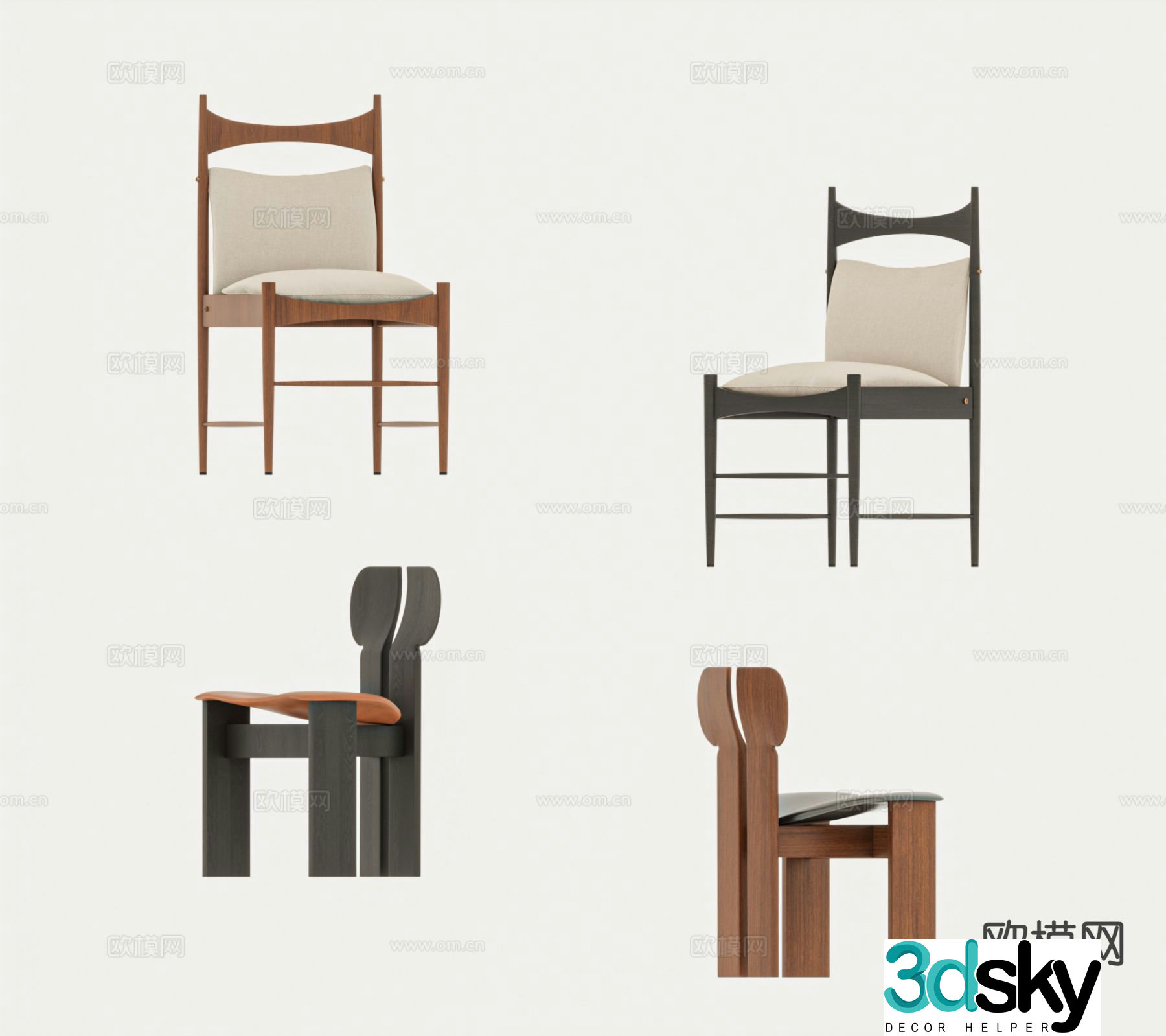 Medieval style chair dining chair 3d model