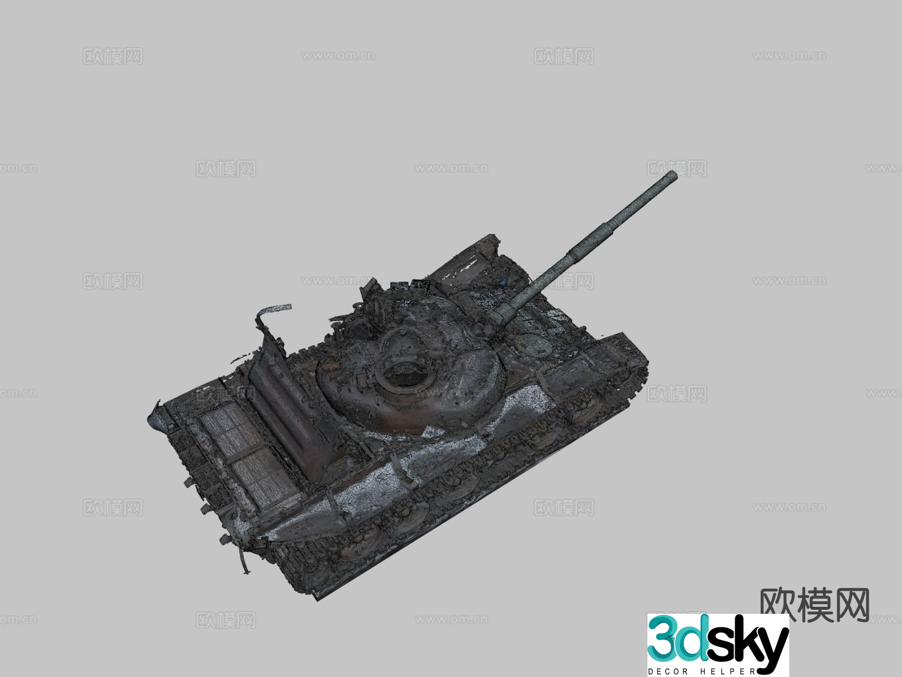 Destroyed Russian tank 3d model