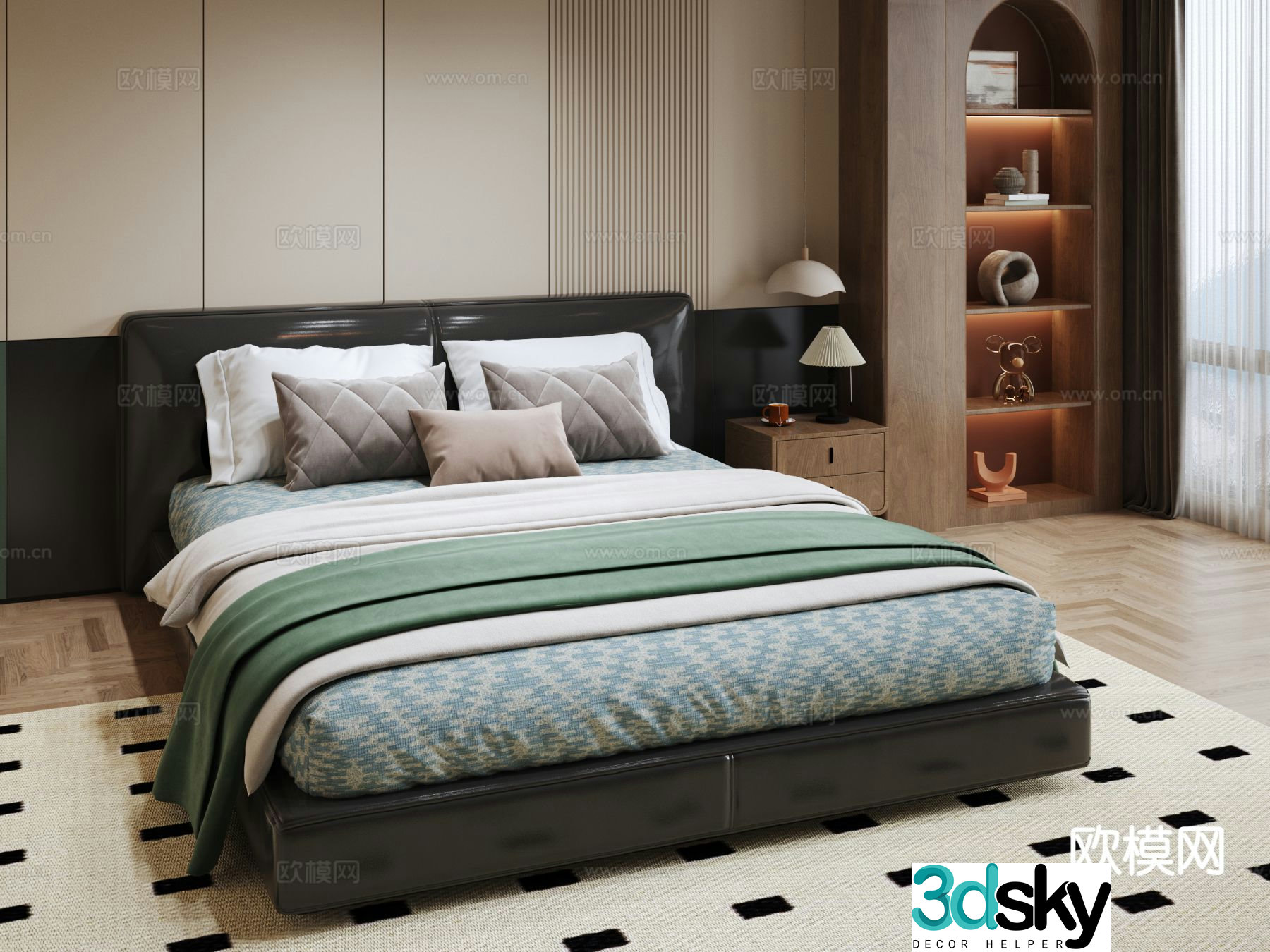 Medieval style double bed 3d model