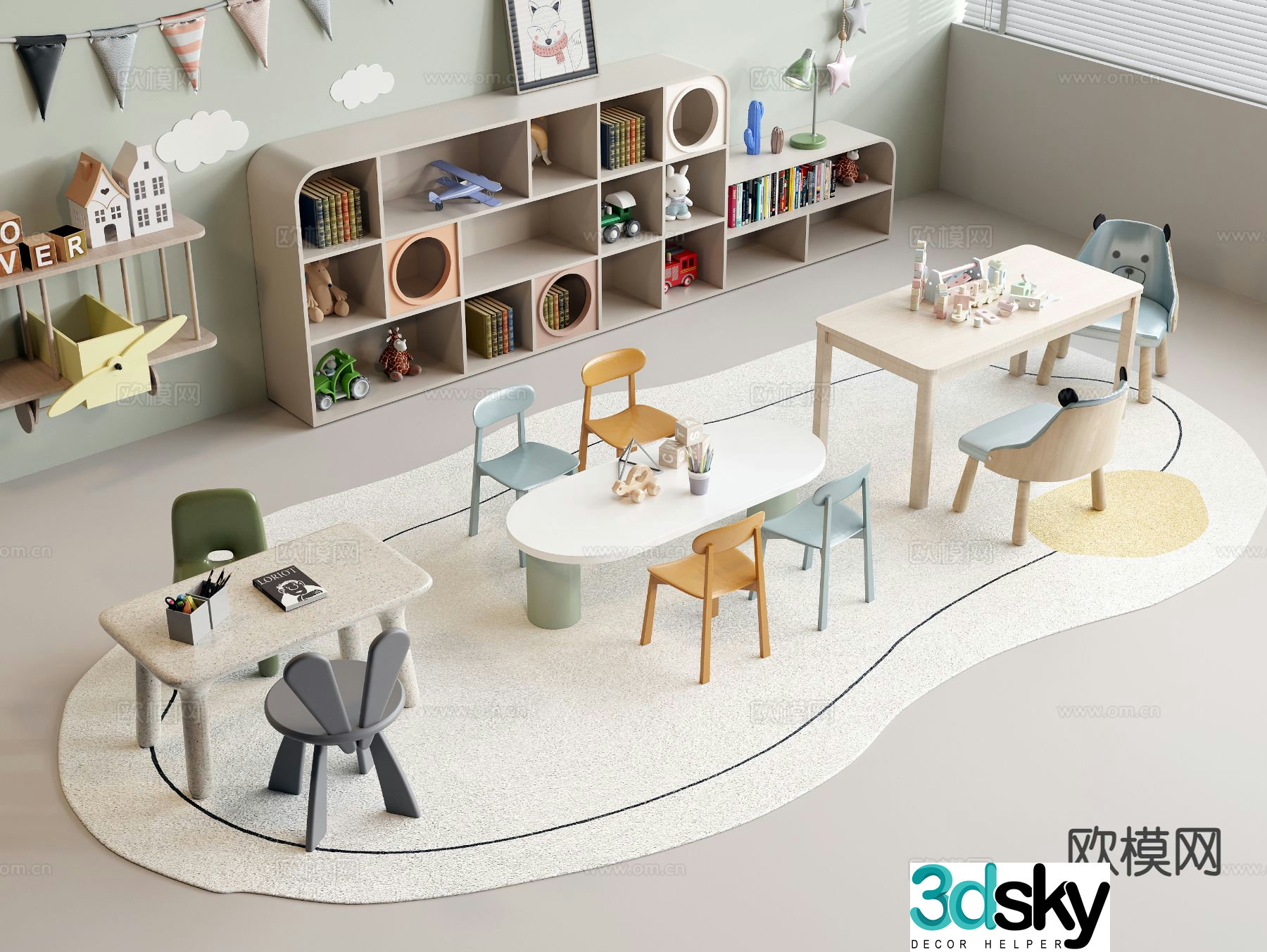 Children’s leisure tables and chairs toy tables and chairs 3D model