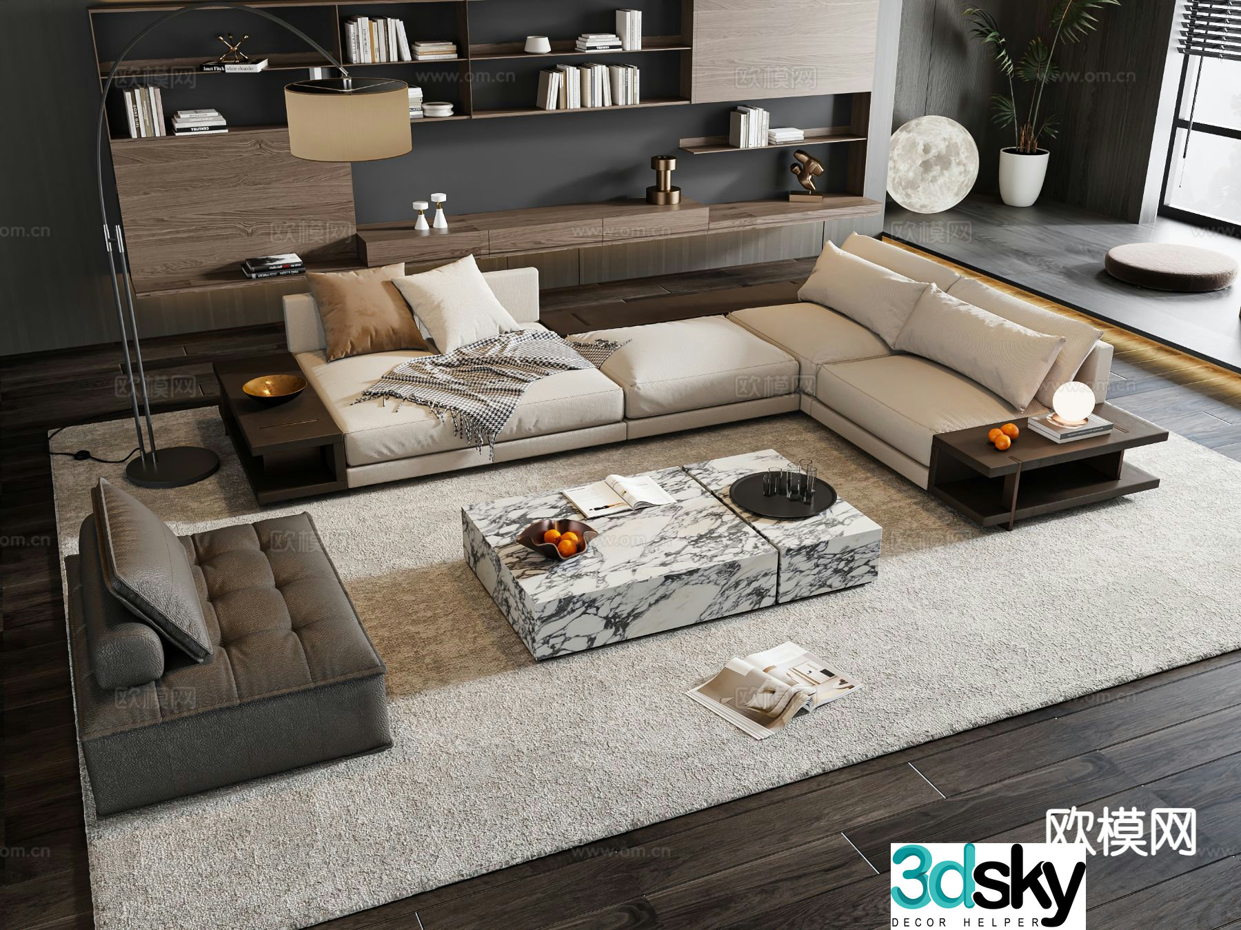 Italian style modular sofa corner sofa 3d model