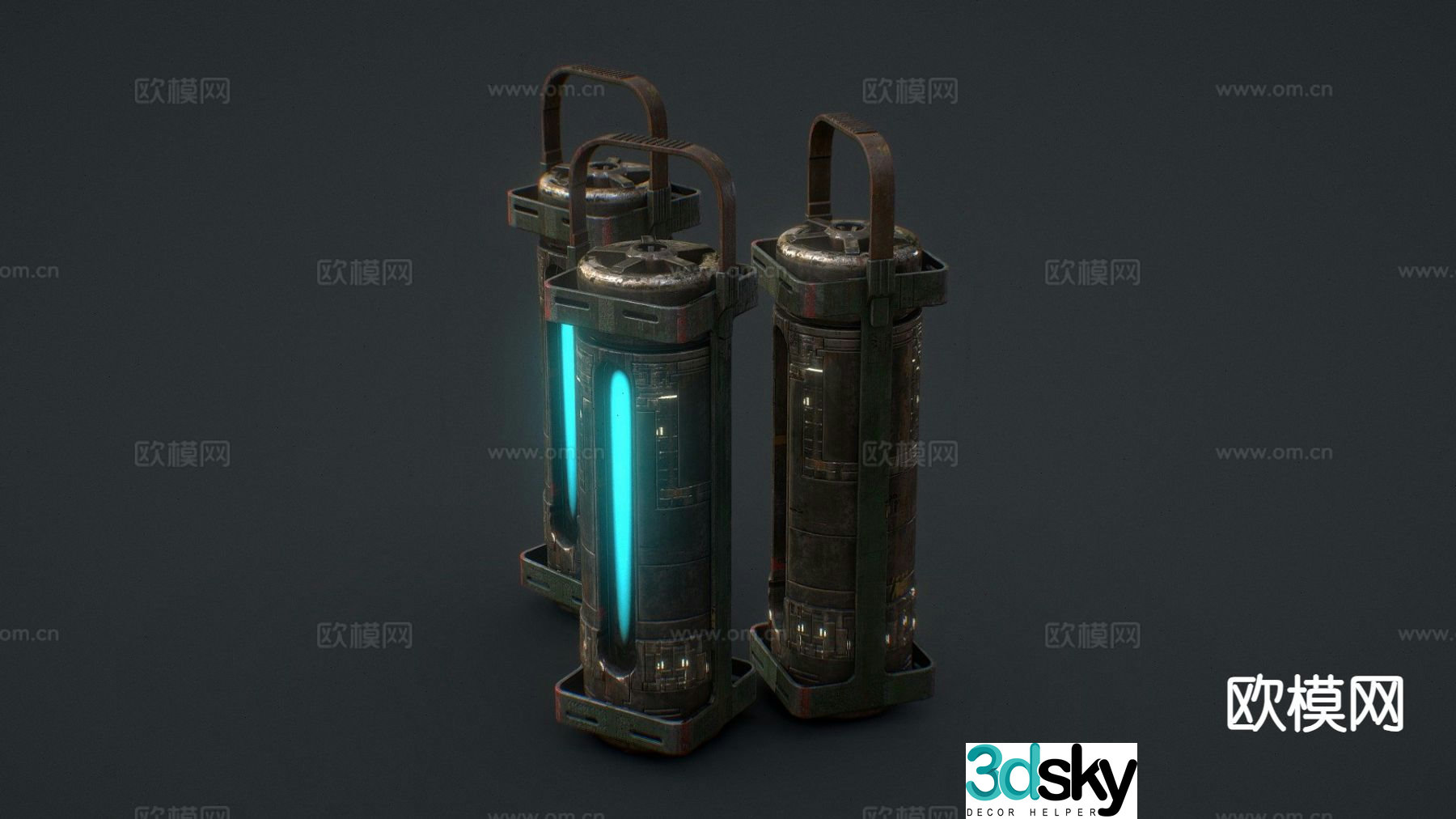 Sci-fi battery box container game prop 3d model