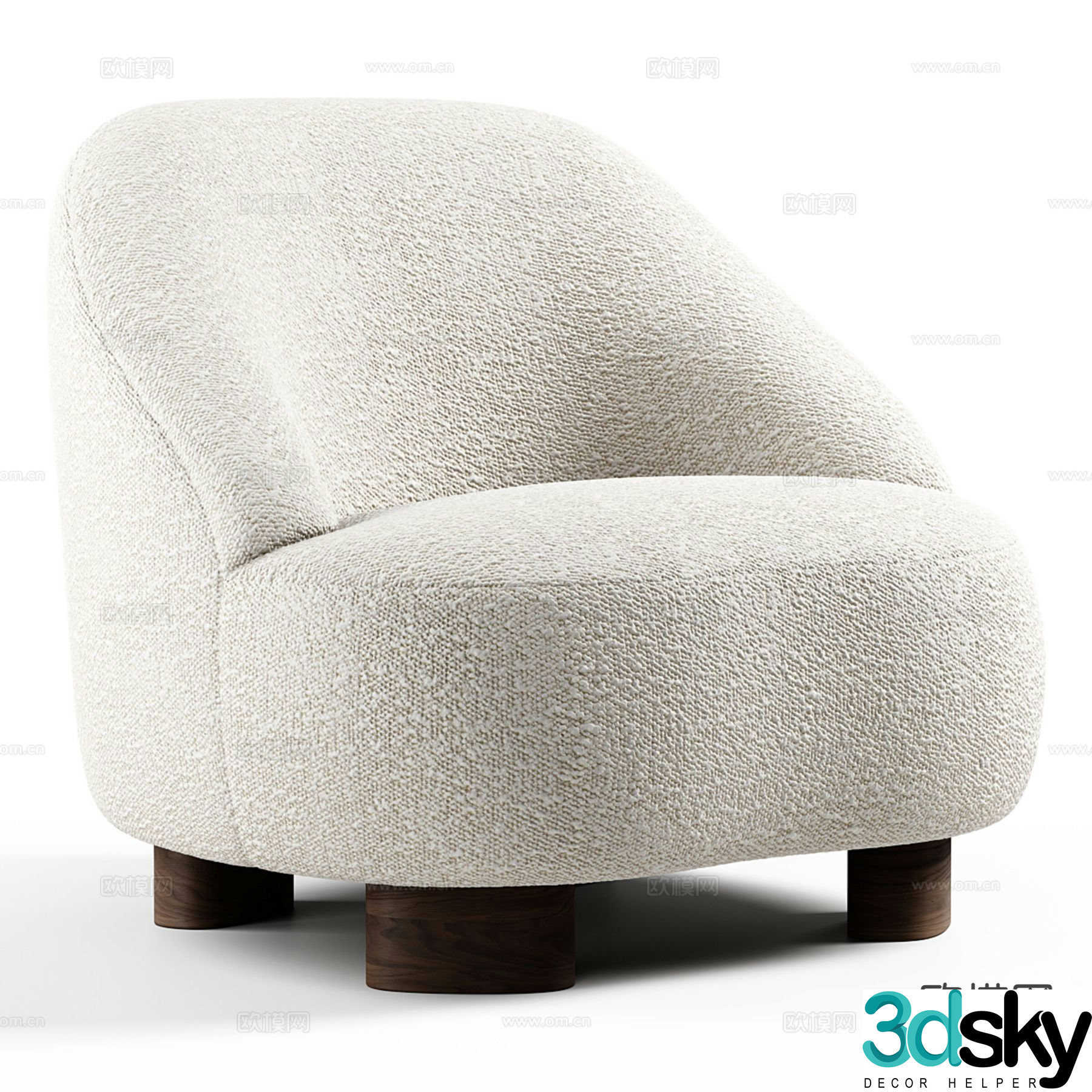 Cream style leisure sofa single sofa 3d model