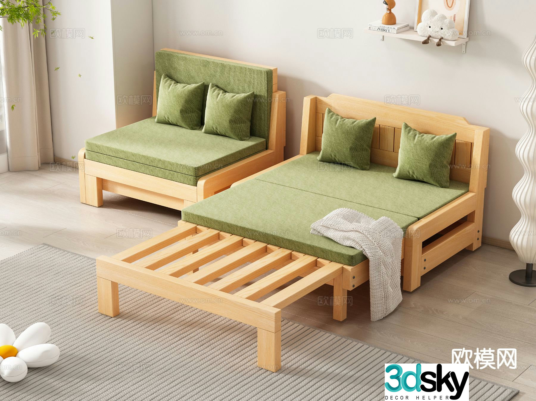 Folding bed sliding bed multifunctional bed 3d model