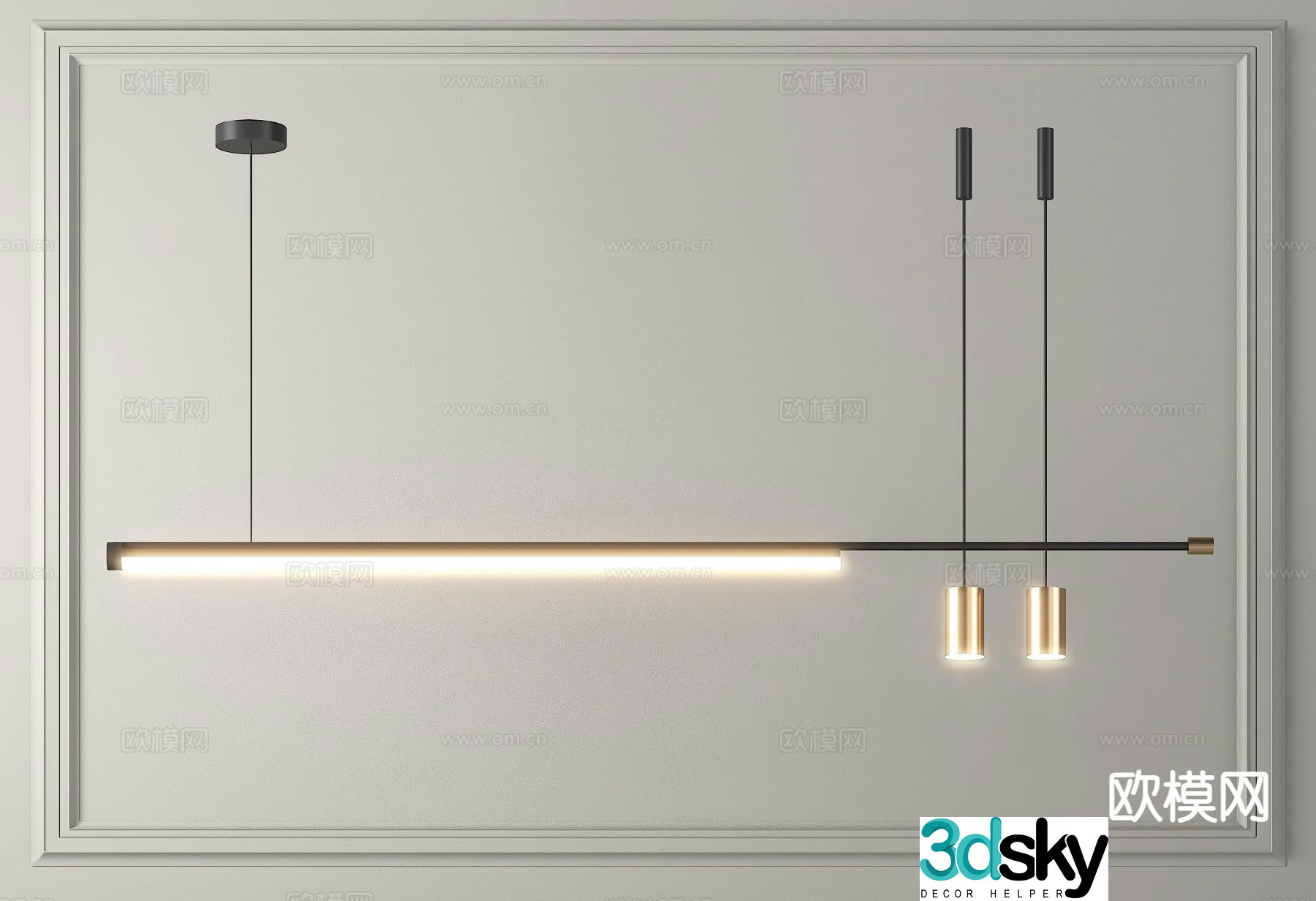 Minimalist chandelier straight chandelier 3d model