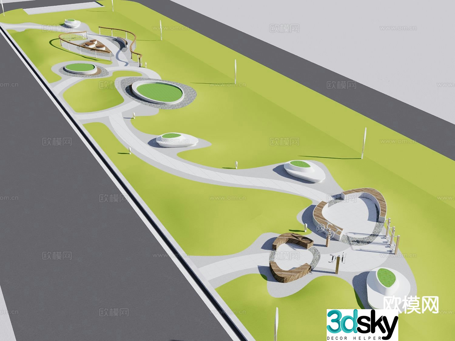 pocket park garden landscape 3d model