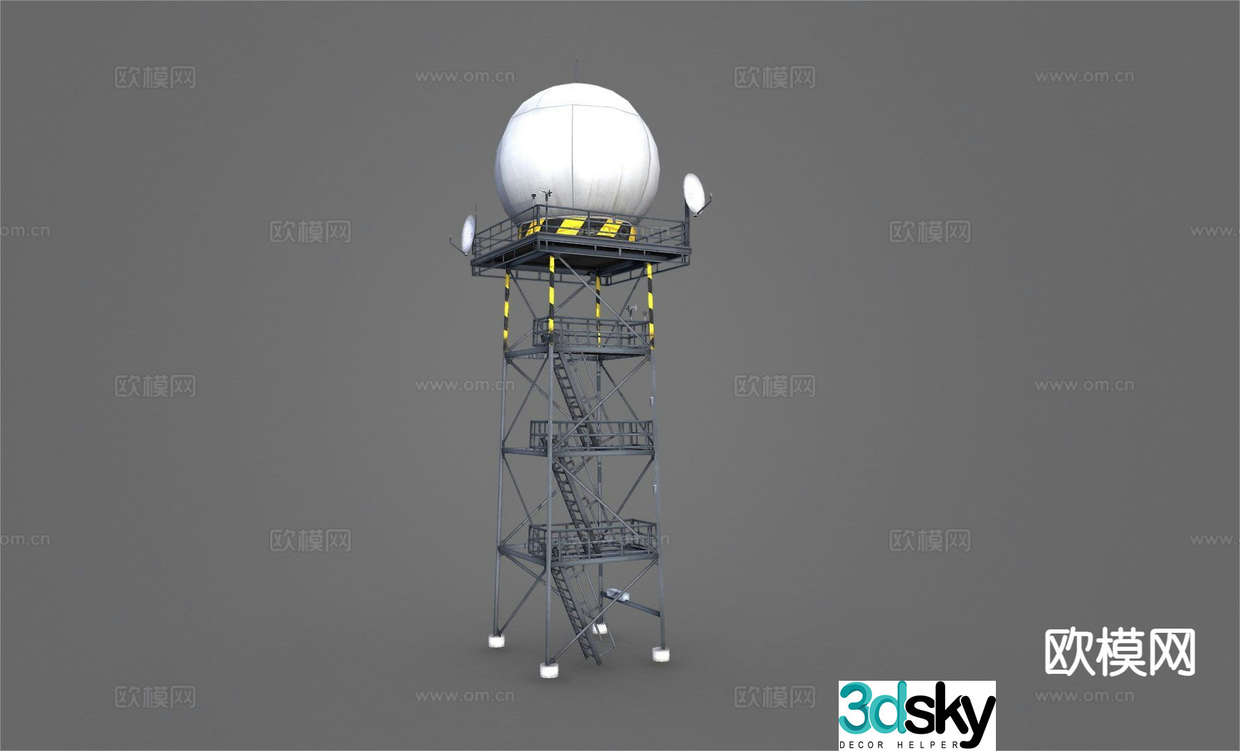 Weather radar tower 3d model
