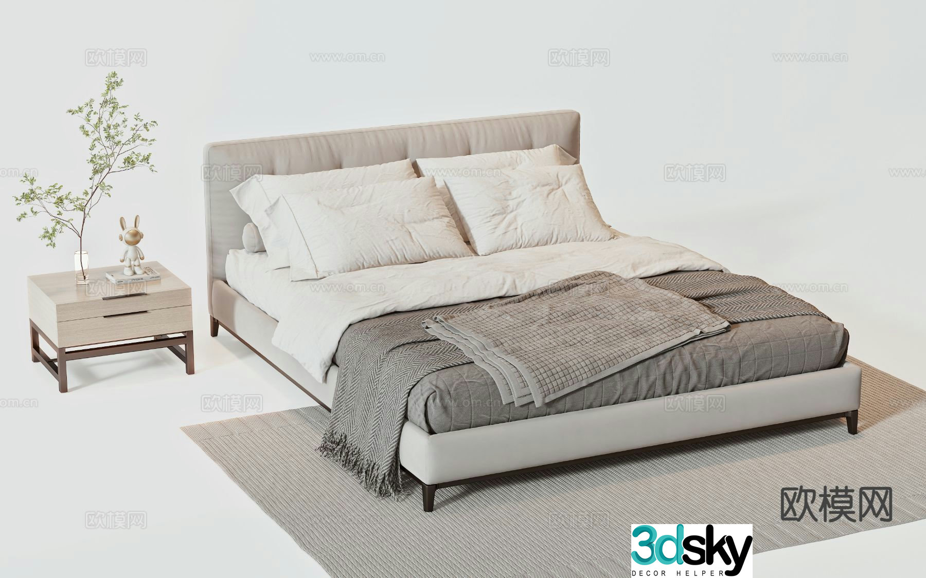 Modern double bed 3d model