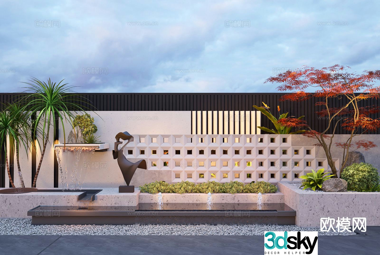 Courtyard landscape garden 3d model
