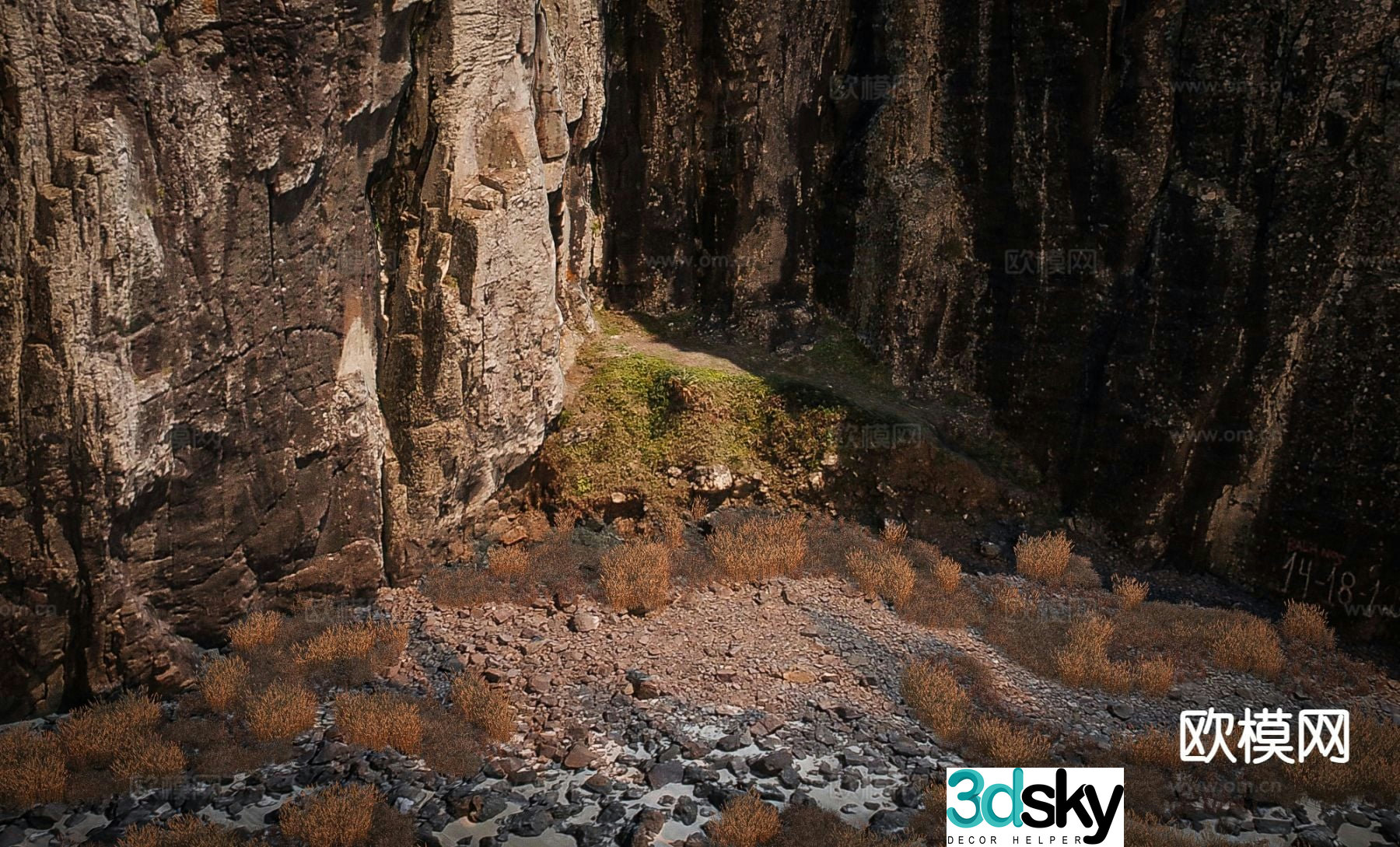 rocky beach cliff micro terrain 3d model