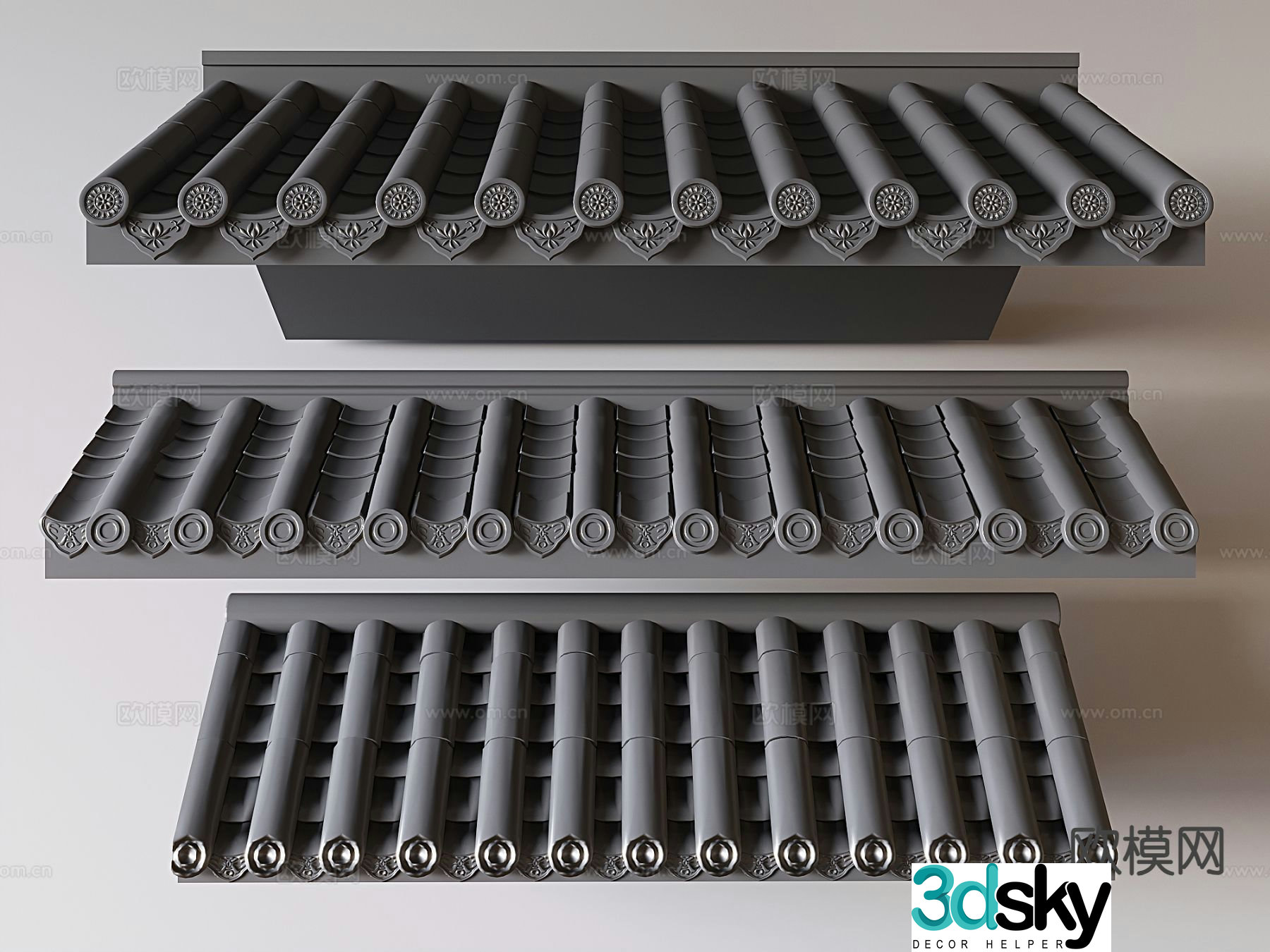 Chinese eaves flying eaves roof ridges 3D model