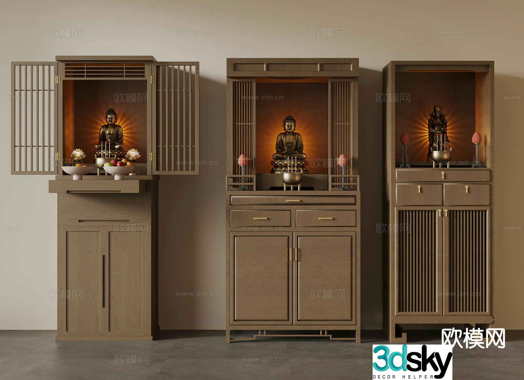 New Chinese style altar cabinet and Buddhist niche cabinet 3D model