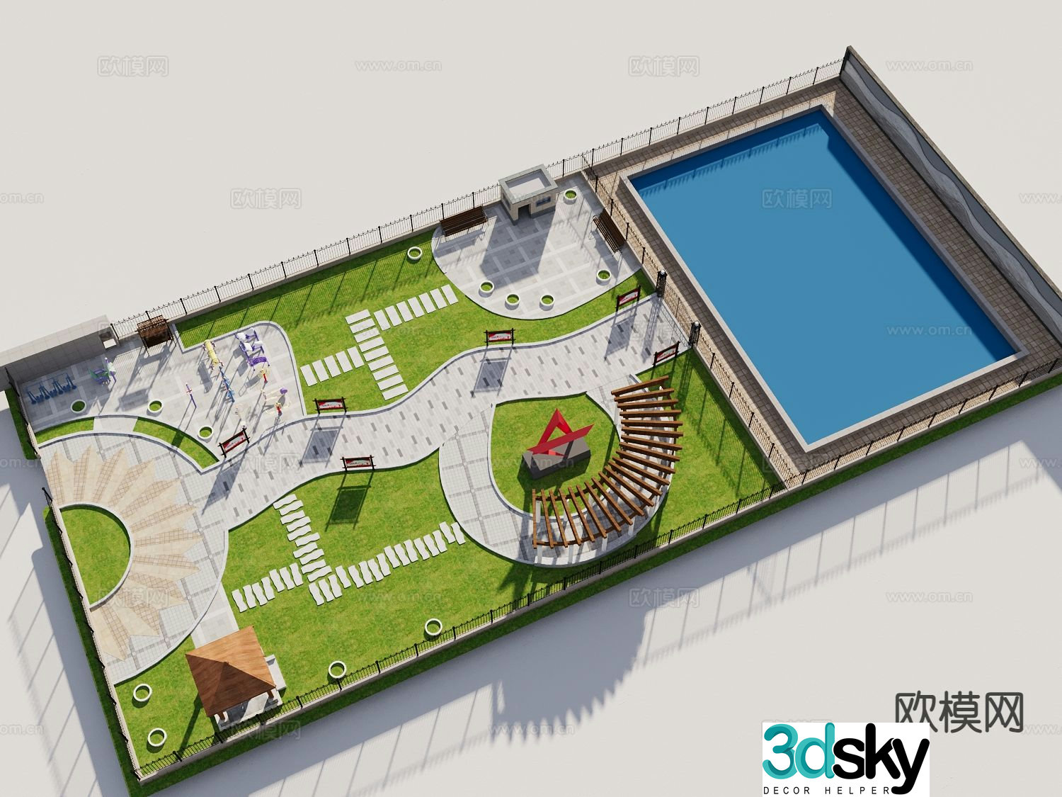 Park landscape terrain landscape 3d model
