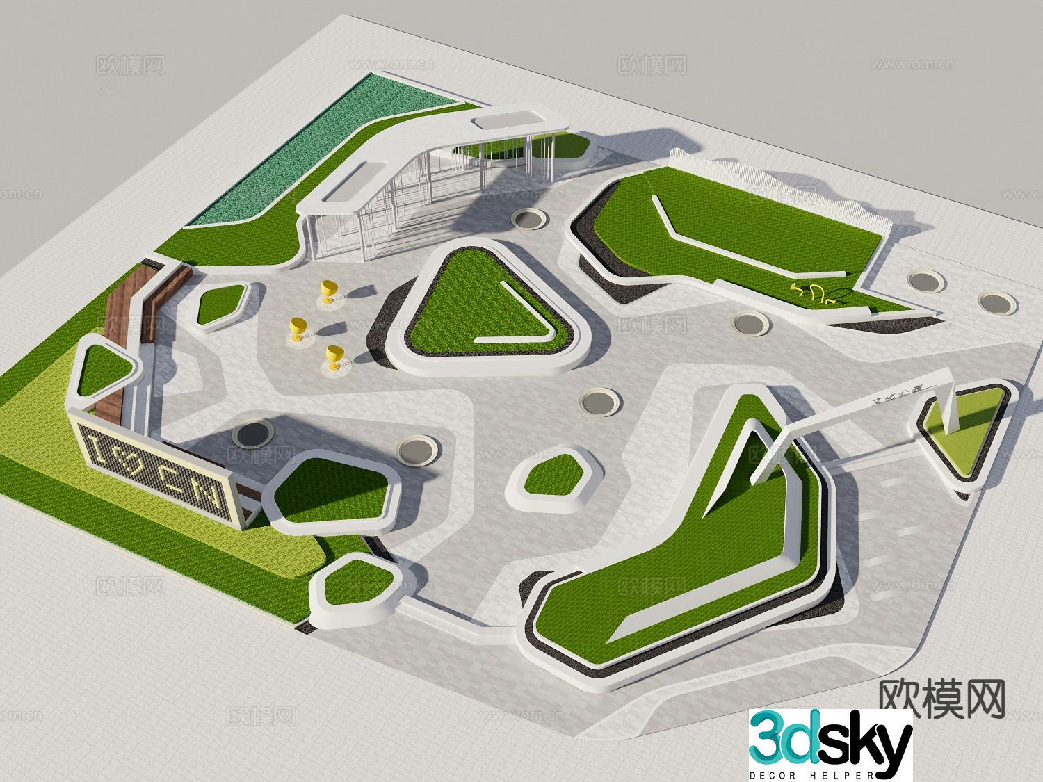 Park landscape terrain landscape 3d model